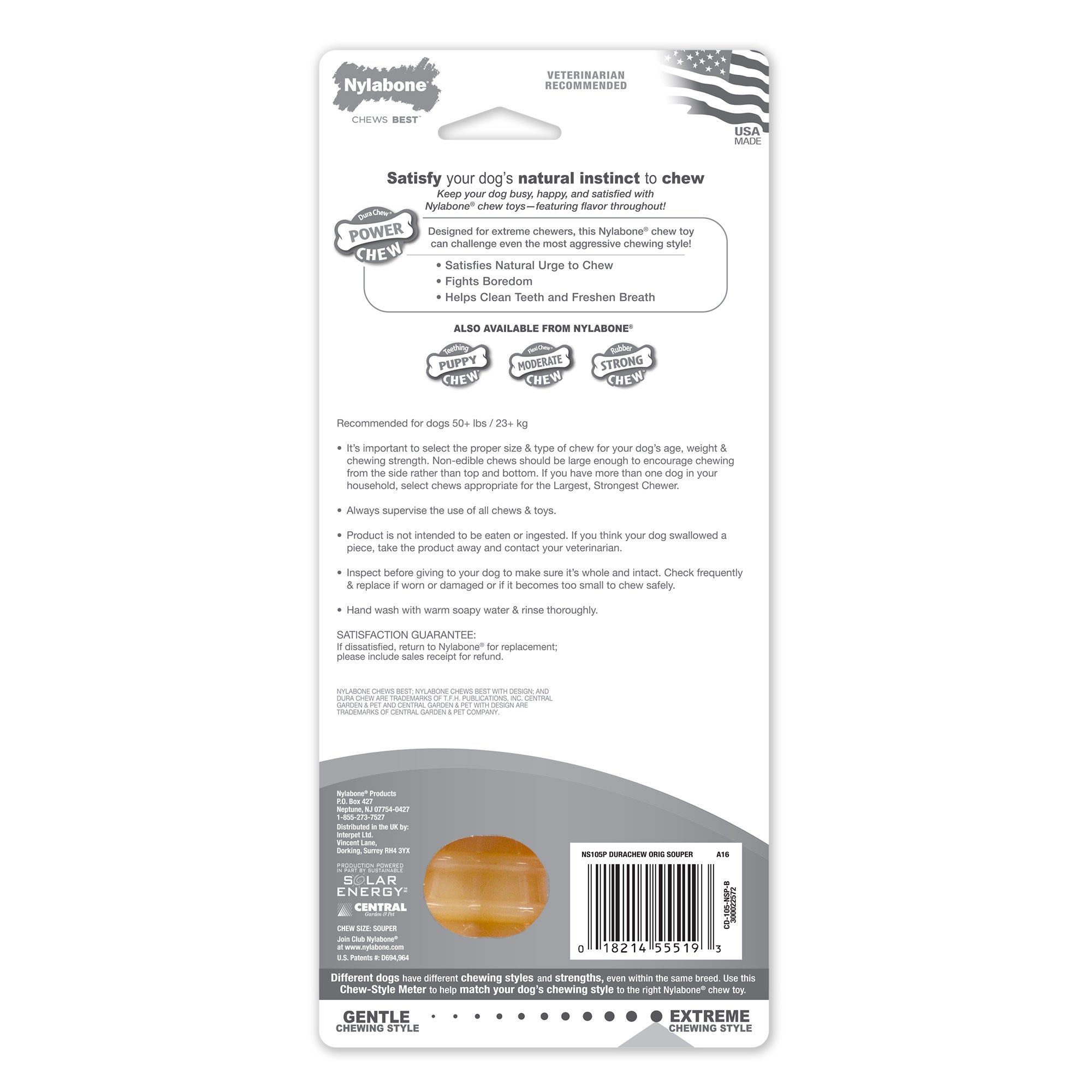 Nylabone Power Chew Dog Toy Original, 1ea/XL/Souper 50 Lbs. 1 ct