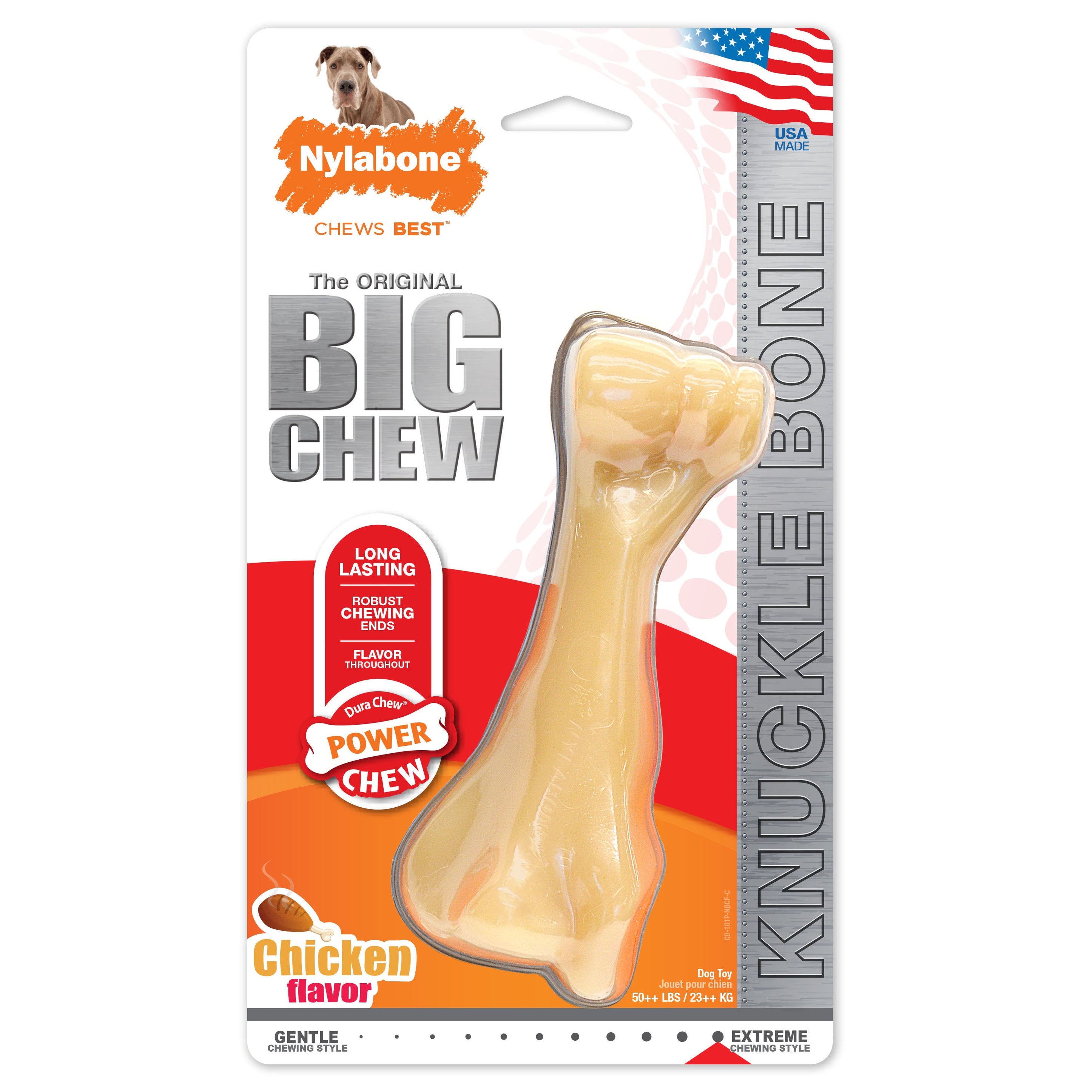 Nylabone Power Chew Femur Bone BIG Dog Chew Toy Chicken, 1ea/XXL/Monster 50 Lbs. 1 ct