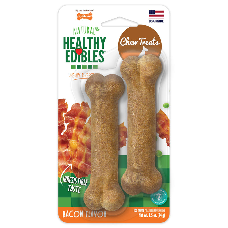 Nylabone Healthy Edibles AllNatural Long Lasting Chew Treats Bacon, 1ea/XS/Petite Up To 15 Lbs. 2 ct