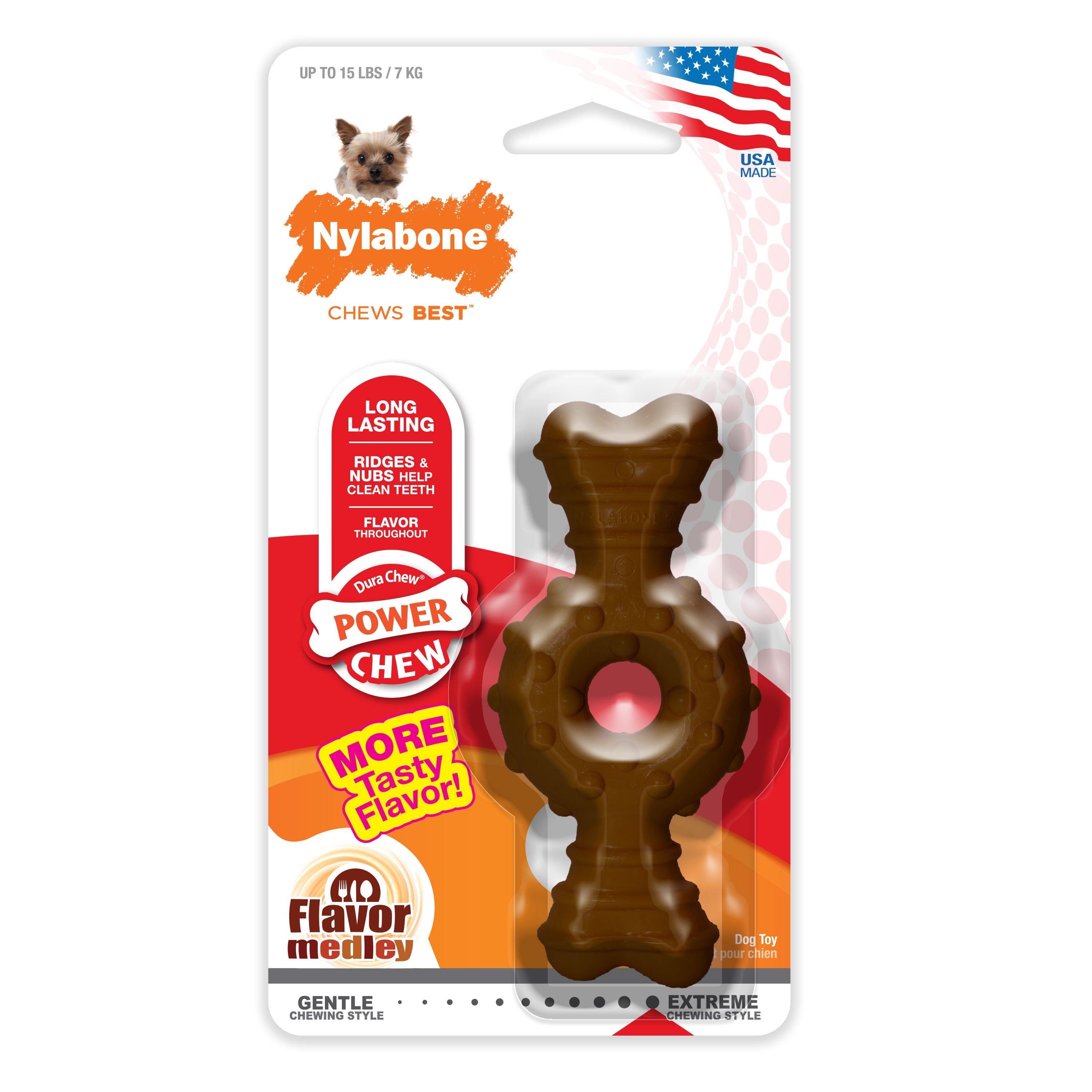 Nylabone Power Chew Ring Bone Dog Chew Toy Flavor Medley, 1ea/XS/Petite Up To 15 Lbs. 1 ct