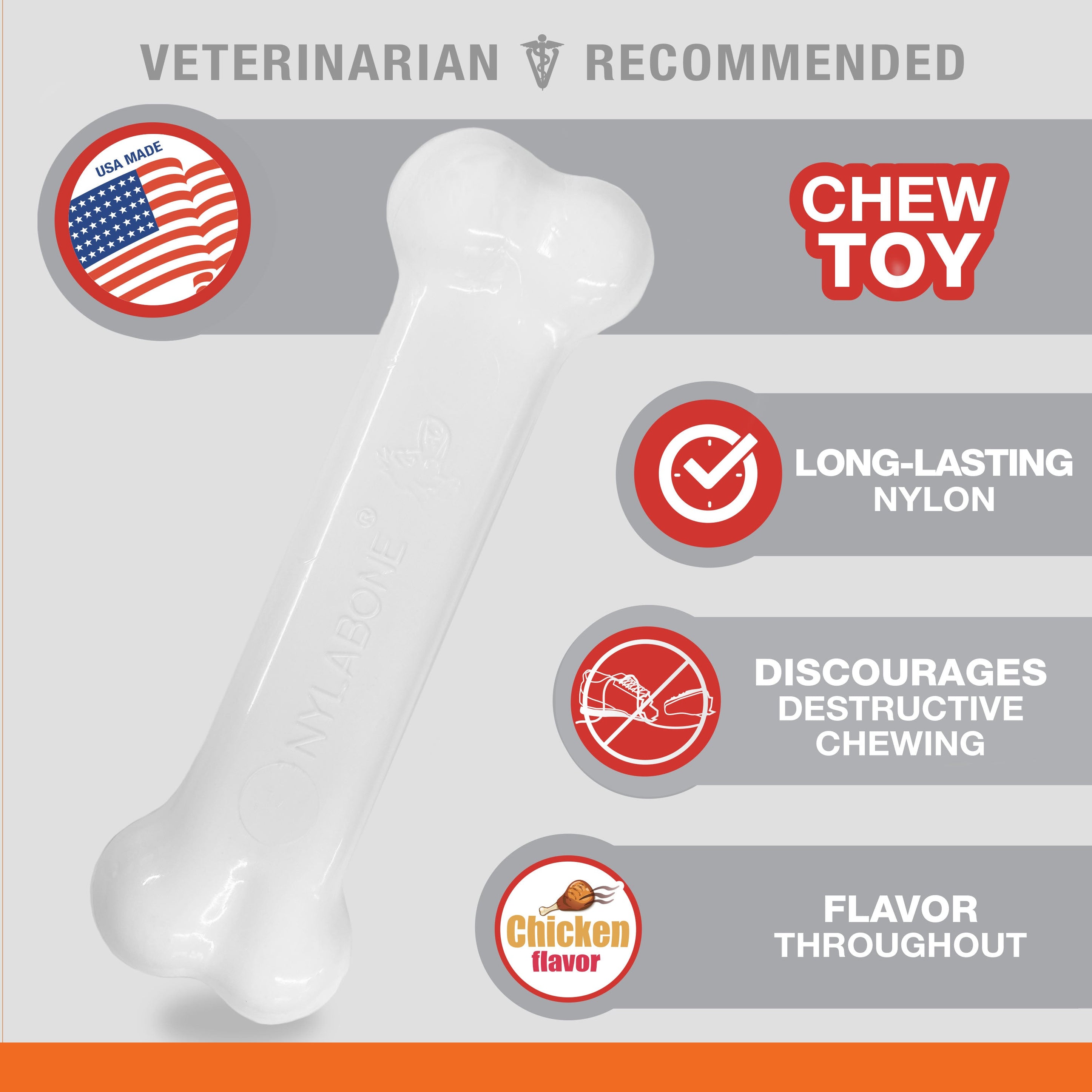 Nylabone Power Chew Bacon Chicken Durable Dog Chew Toy Pack Bacon Chicken, 1ea/Medium/Wolf Up To 35 Lbs. 2 ct