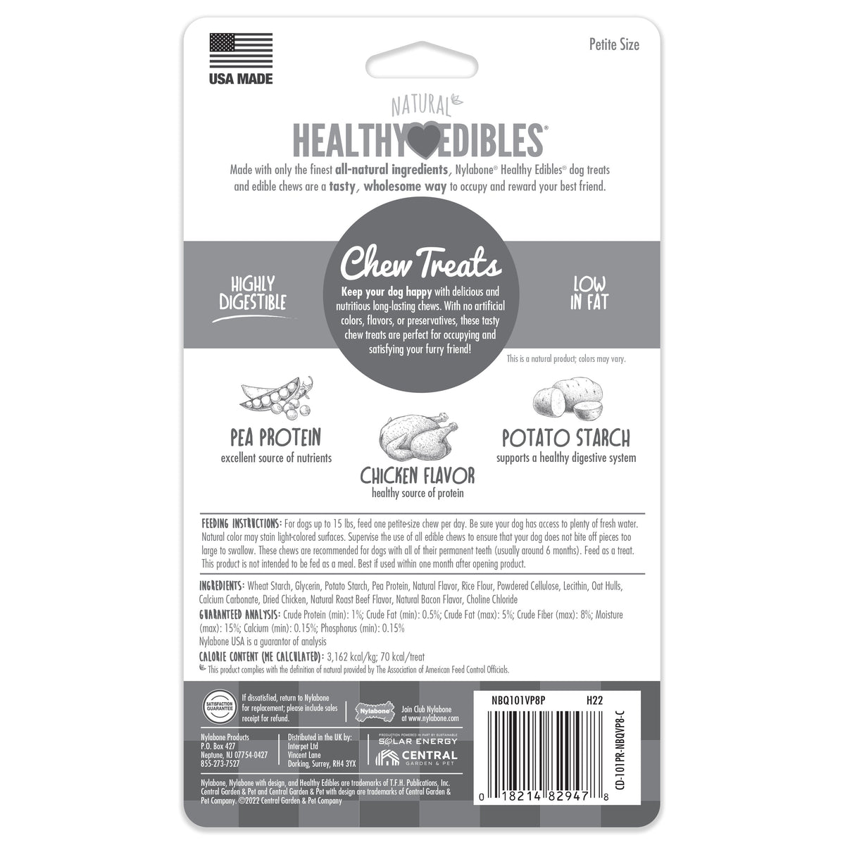 Nylabone Healthy Edibles AllNatural Long Lasting Chicken Dog Chew Treats Chicken, XS/Petite Up To 15 Lbs. 8 ct