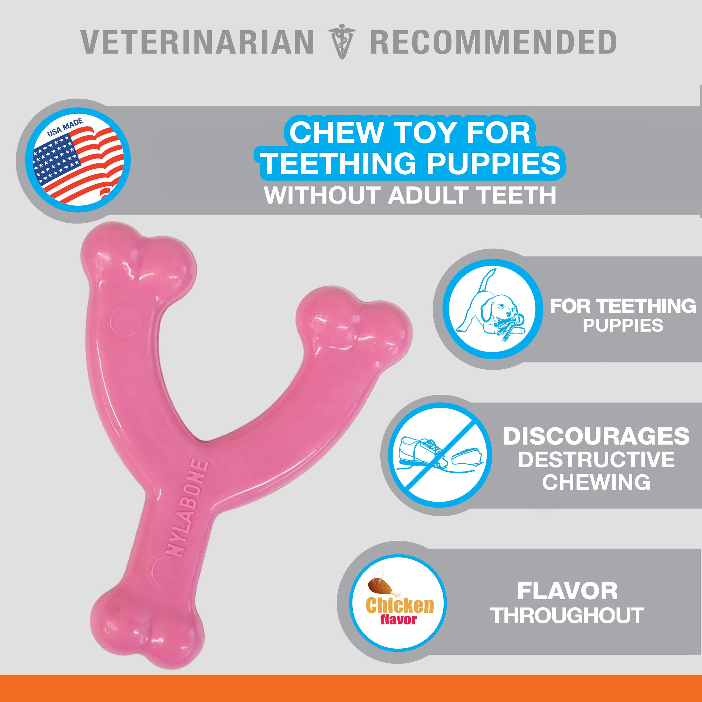 Nylabone Puppy Chew Toy Wishbone Chicken, Pink, 1ea/XS/Petite Up To 15 Lbs. 1 ct