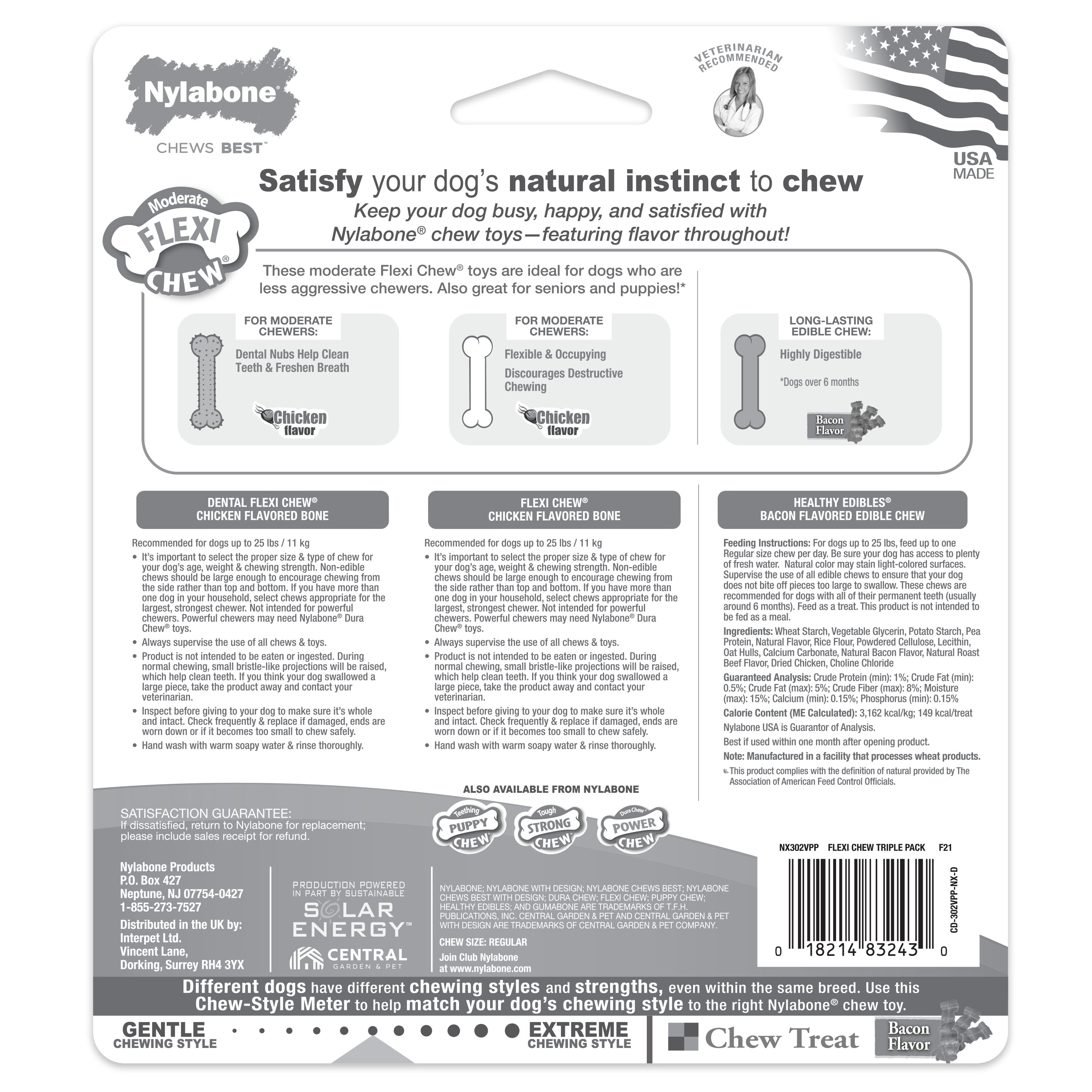 Nylabone Healthy Edibles and Flexi Chew Value Pack Chicken Bacon, 1ea/SMall/Regular Up To 25 Ibs. 3 ct