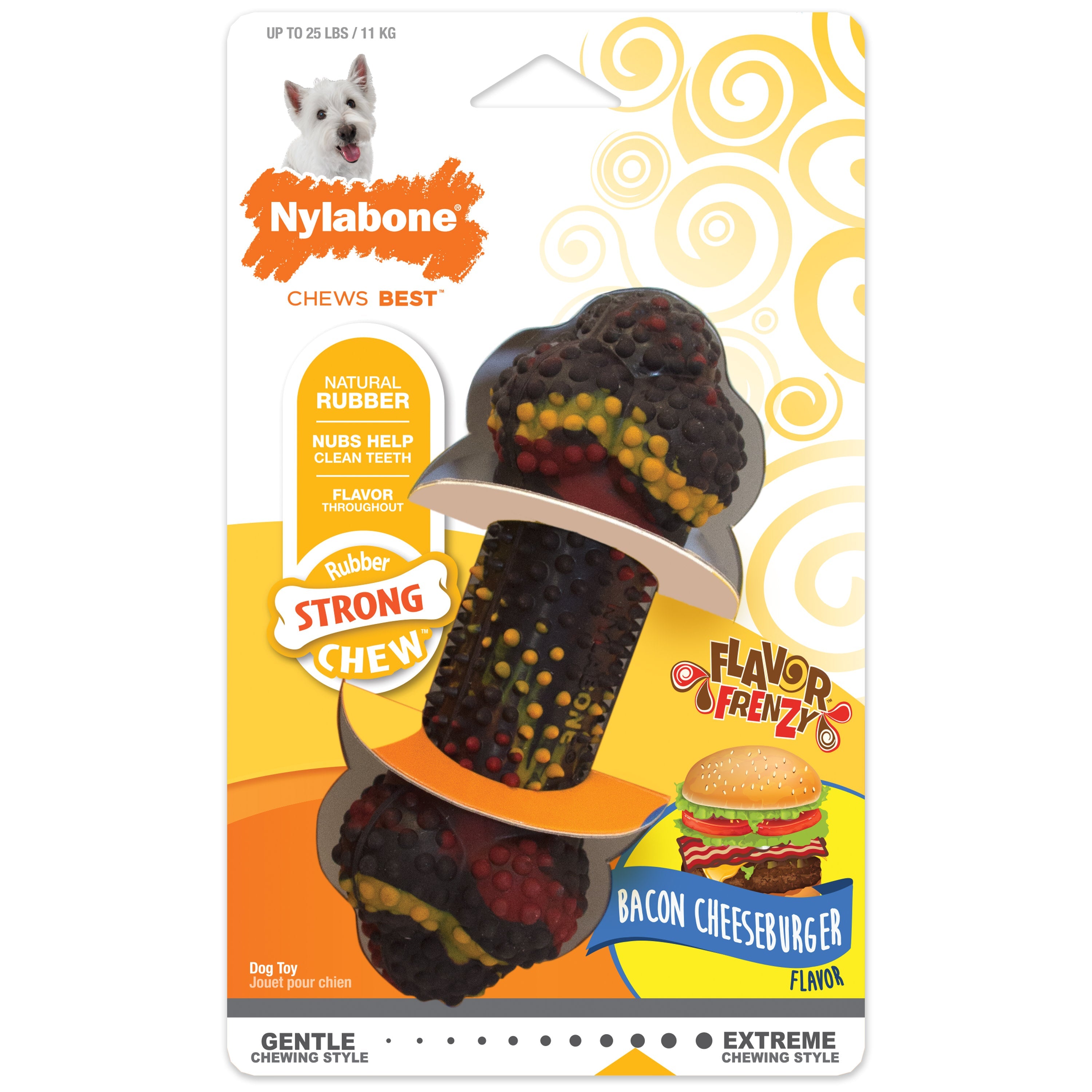 Nylabone Flavor Frenzy Strong Chew Dog Toy Bacon Cheeseburger, 1ea/SMall/Regular Up To 25 Ibs. 1 ct