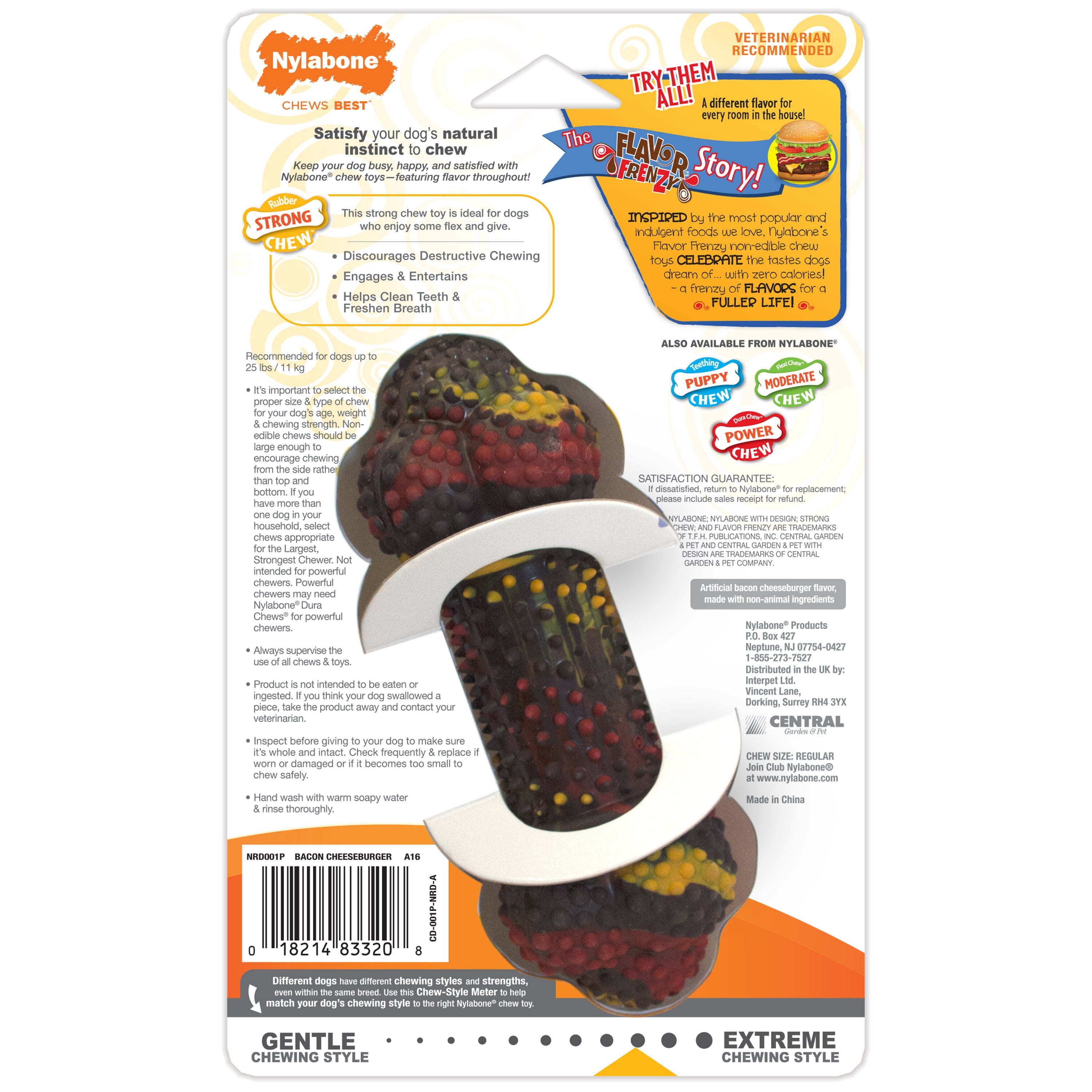 Nylabone Flavor Frenzy Strong Chew Dog Toy Bacon Cheeseburger, 1ea/SMall/Regular Up To 25 Ibs. 1 ct
