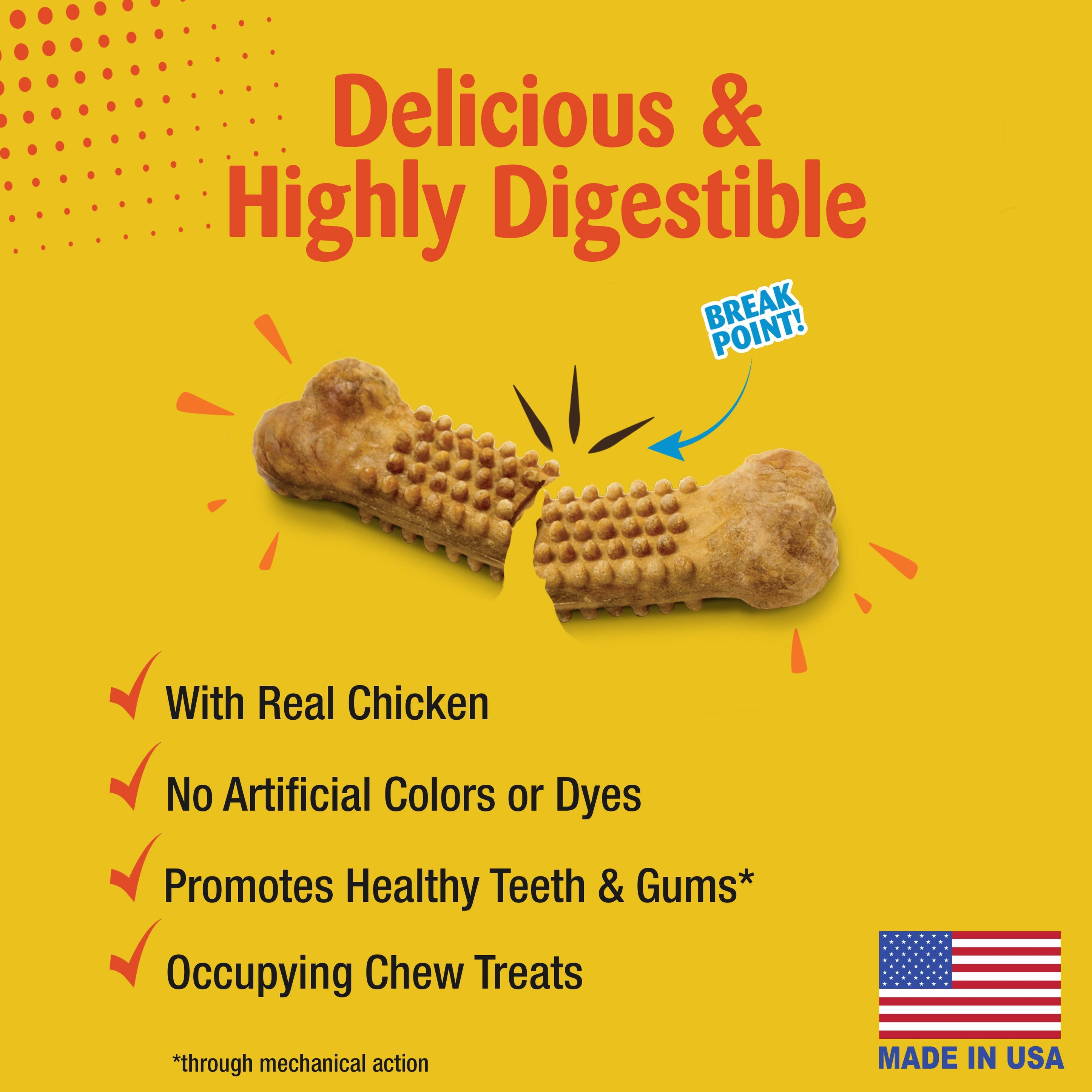 Nylabone Natural Nubz Chicken Dog Treats Chicken, 1ea/Large 30 Lbs. 2 ct
