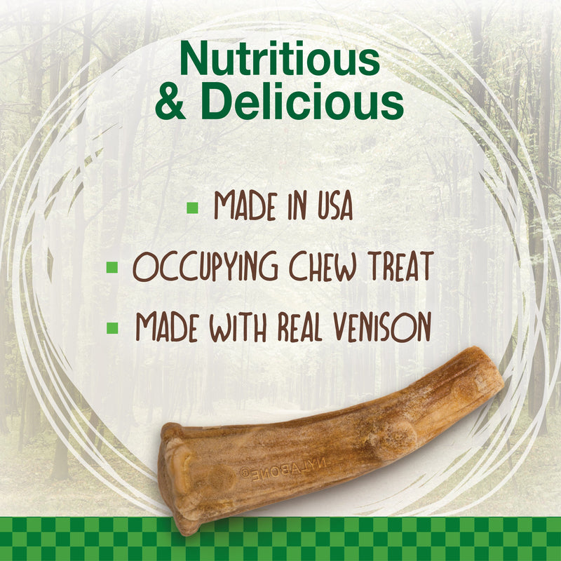 Nylabone Healthy Edibles WILD AllNatural Long Lasting Antler Chew Treats Venison, 1ea/Large/Giant Up To 50 Lbs. 2 ct