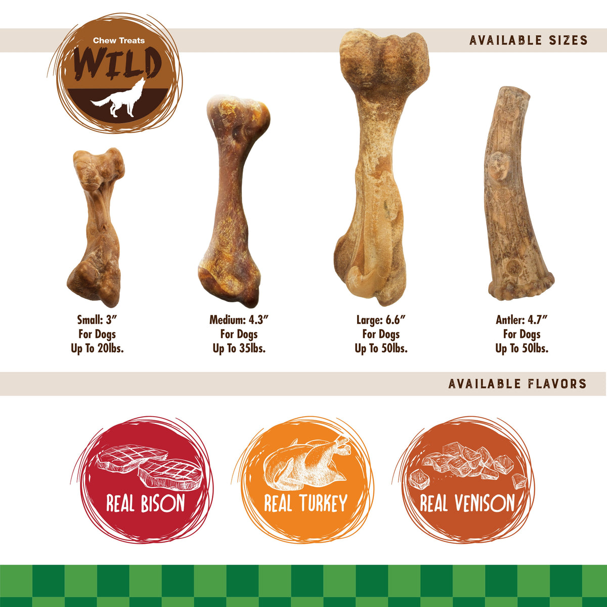 Nylabone Healthy Edibles WILD Antler Natural Long Lasting Dog Chew Treats Venison, Large/Giant Up To 50 Lbs. 10 ct