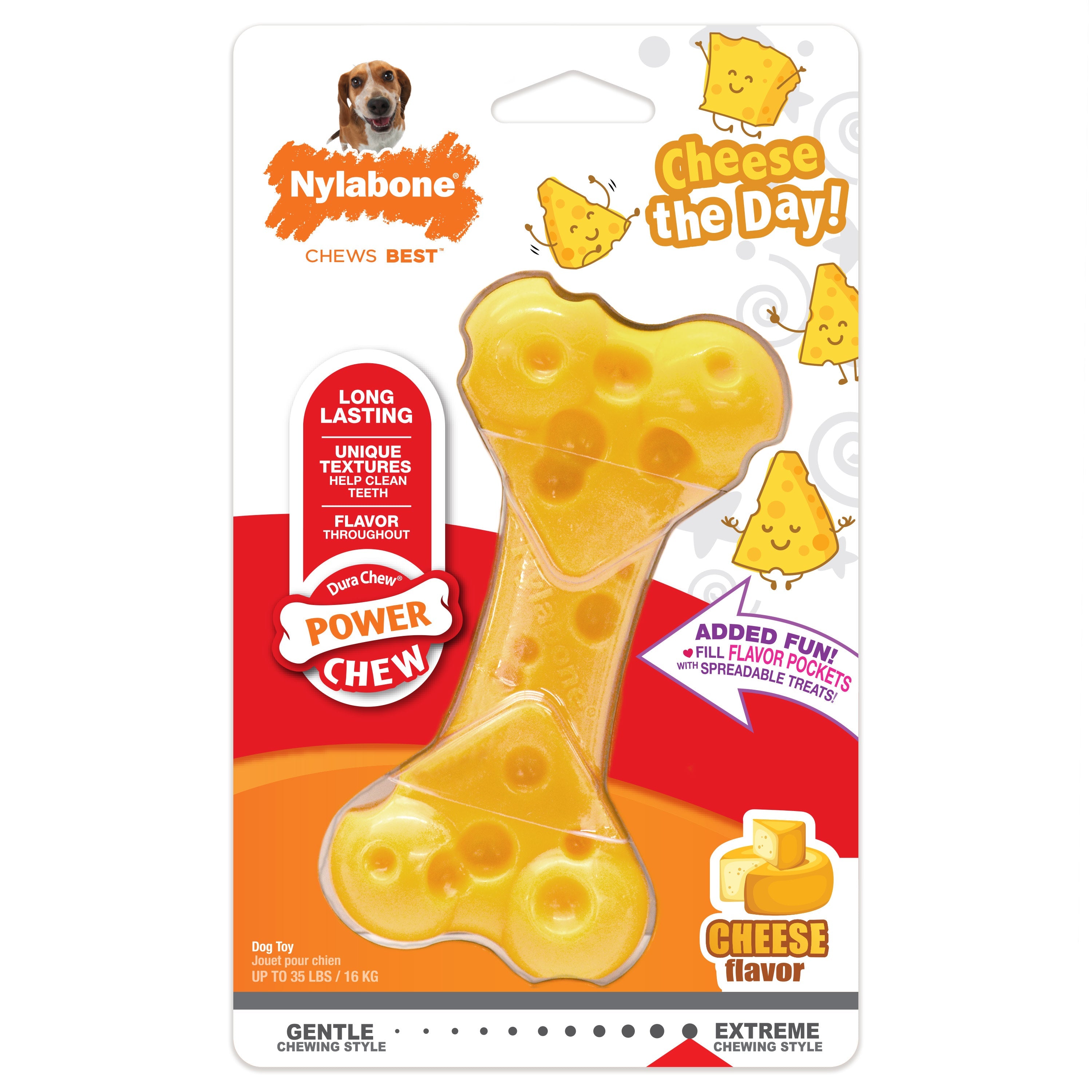 Nylabone Power Chew Cheese Dog Toy Cheese, 1ea/Medium/Wolf Up To 35 Lbs. 1 ct