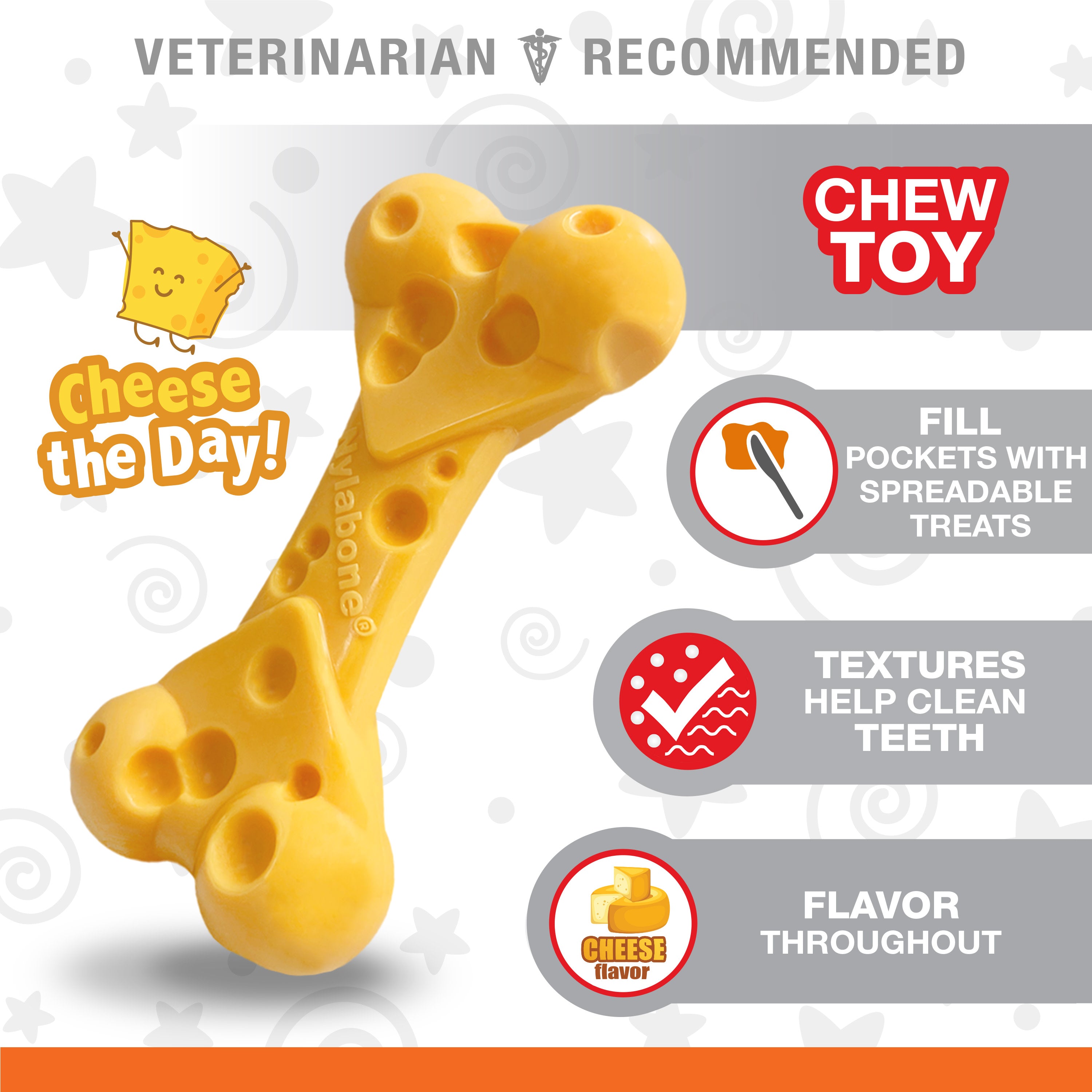 Nylabone Power Chew Cheese Dog Toy Cheese, 1ea/Medium/Wolf Up To 35 Lbs. 1 ct