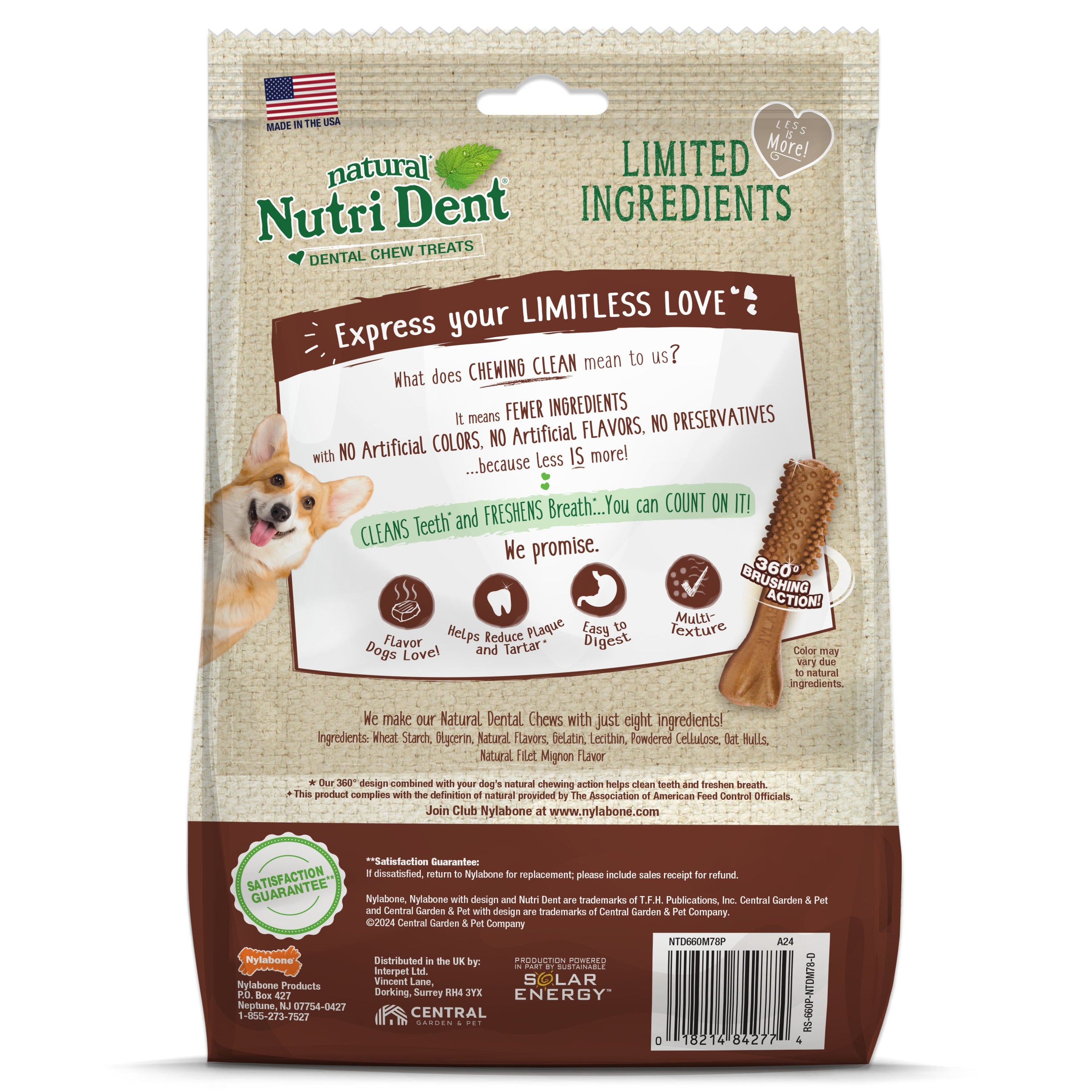 Nylabone Nutri Dent Filet Mignon Dog Dental Chews Filet Mignon, 1ea/Mini 5 Lbs. To 10 Lbs. 78 ct