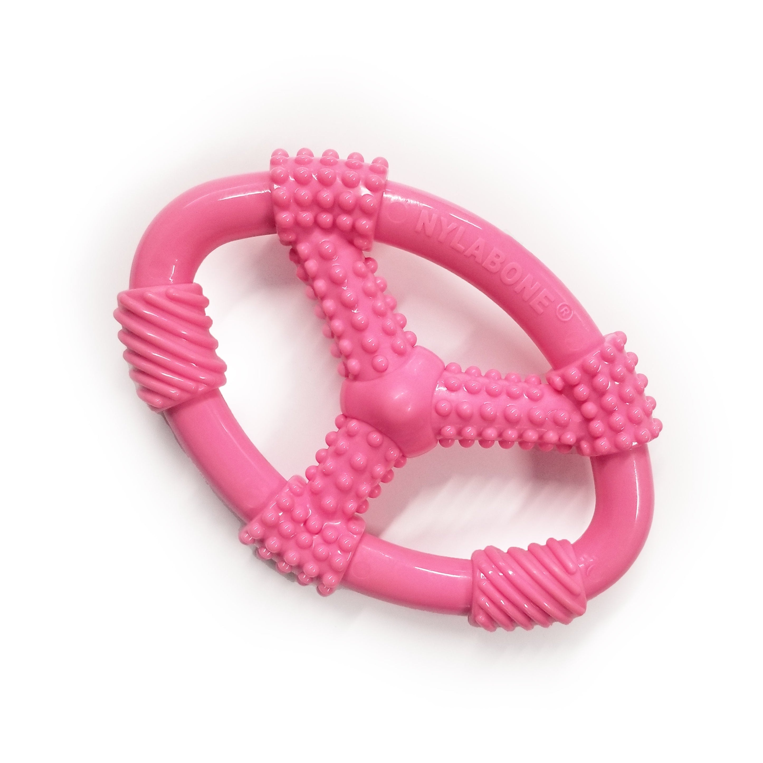 Nylabone Puppy Chew Spin Tug Play Toy Peanut Butter, Pink, 1ea/Medium/Wolf Up To 35 Lbs. 1 ct