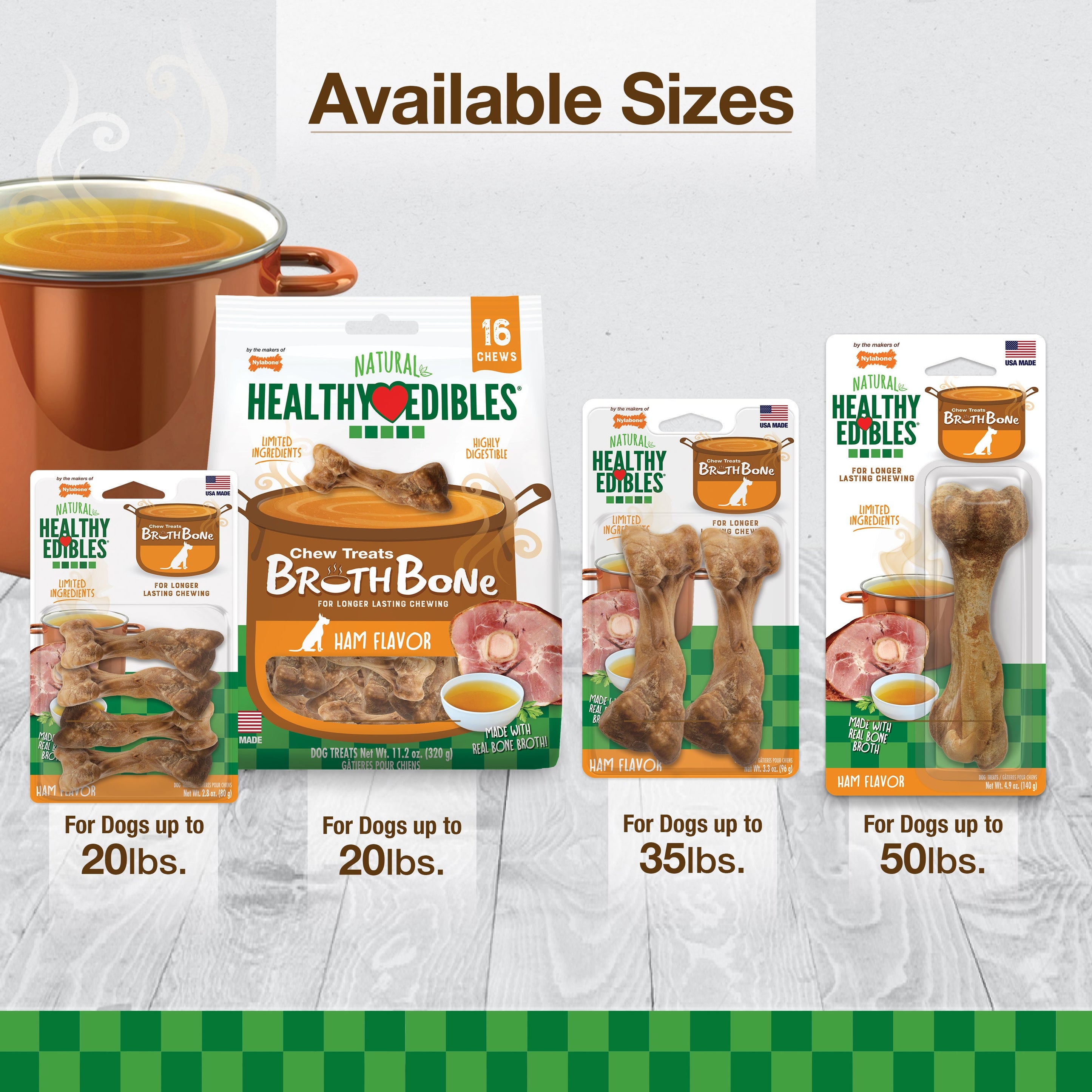 Nylabone Healthy Edibles Broth Bone Natural Dog Treats 16 count, Regular Up To 25 Ibs.