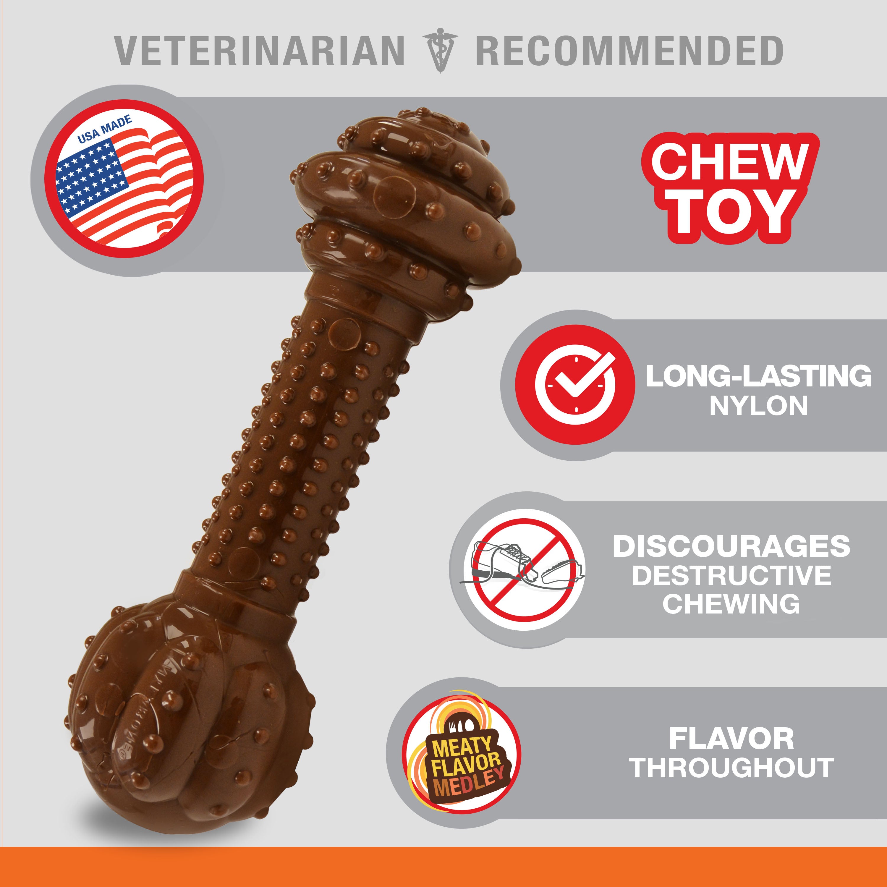 Nylabone Barbell Power Chew Durable Dog Toy Flavor Medley, 1ea/Large/Giant Up To 50 Lbs. 1 ct