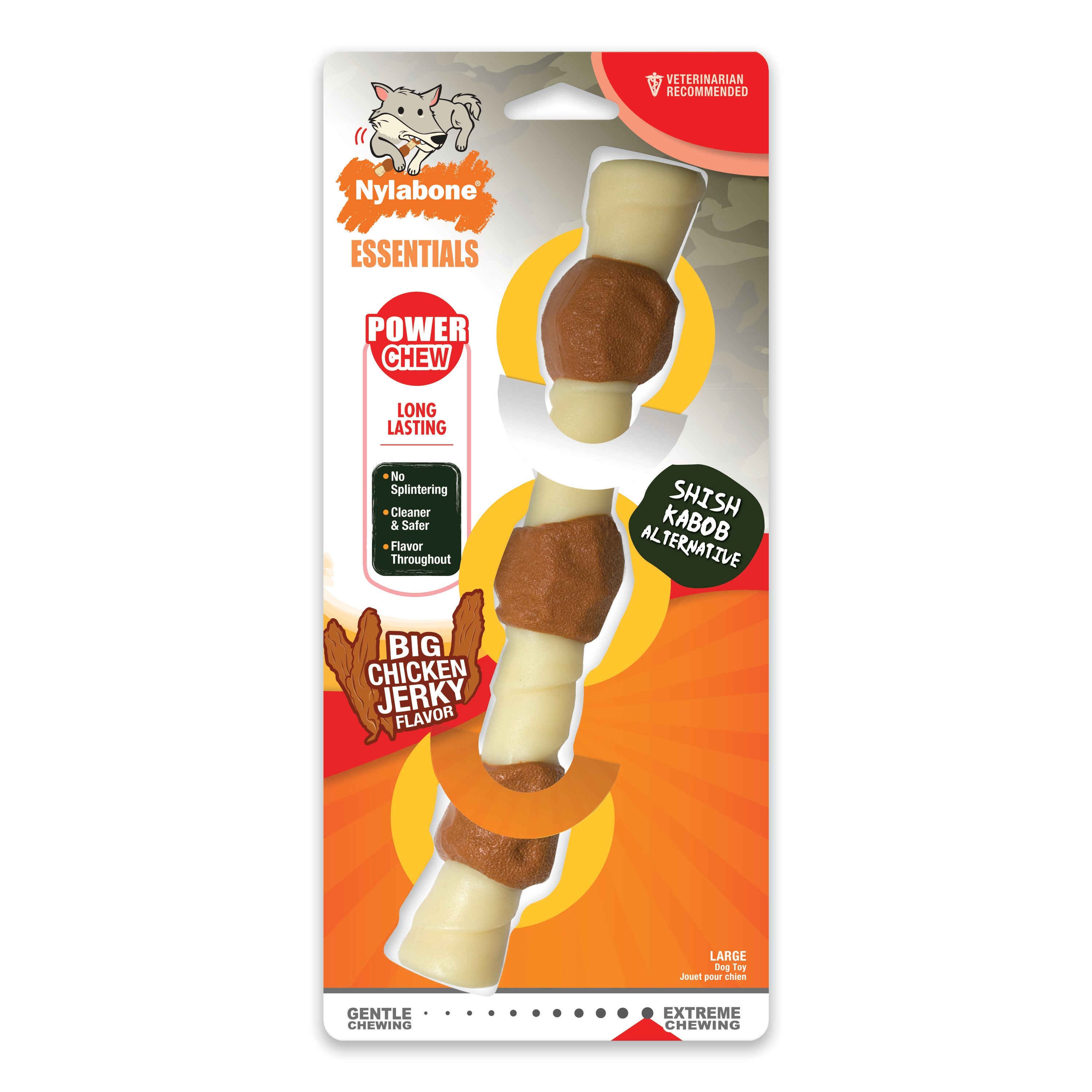 Nylabone Power Chew Shish Kabob Alternative Nylon Chew Toy Chicken Jerky, 1ea/Large/Giant Up To 50 Lbs. 1 ct