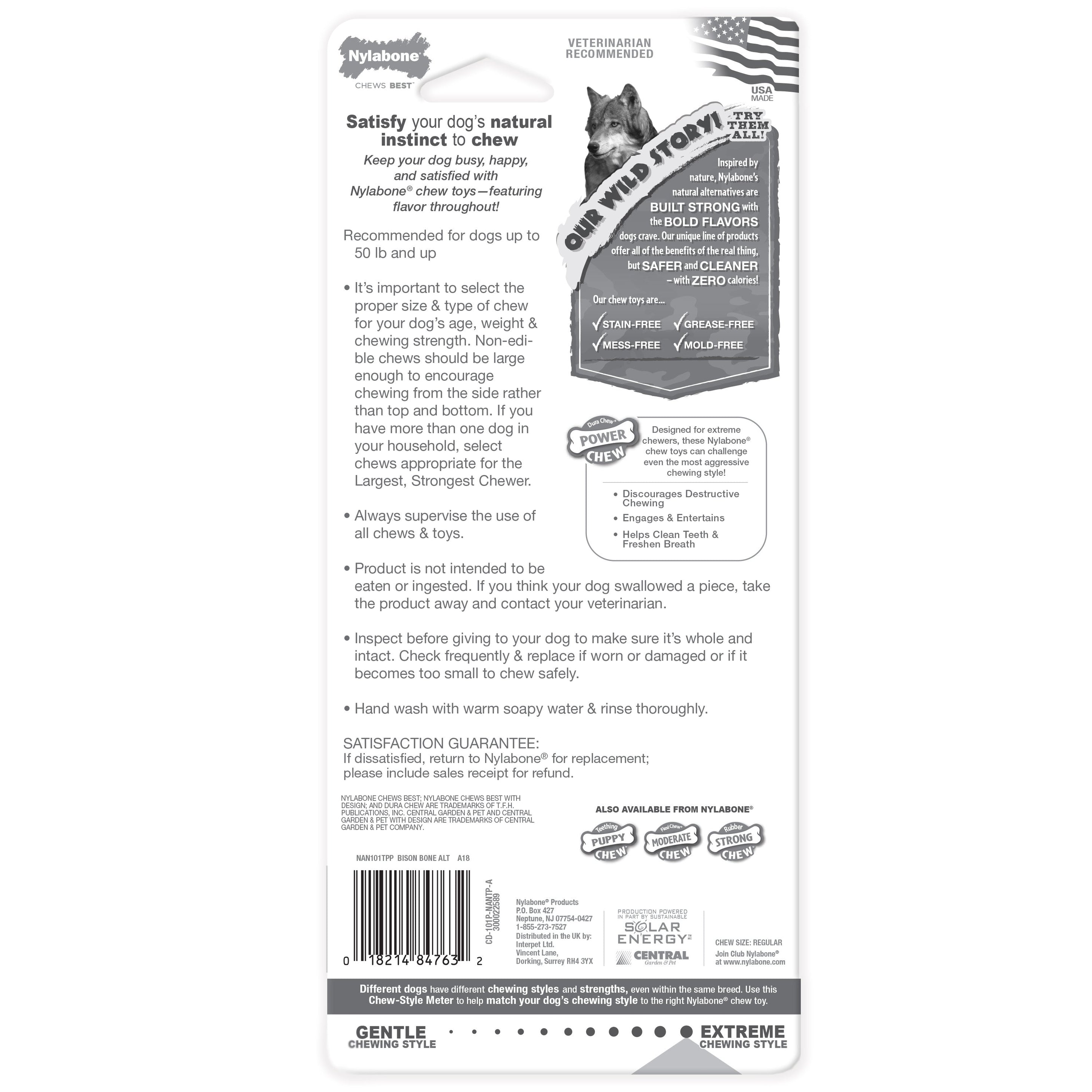 Nylabone Power Chew Bison Bone Alternative Nylon Chew Toy Bison, 1ea/Large/Giant Up To 50 Lbs. 1 ct