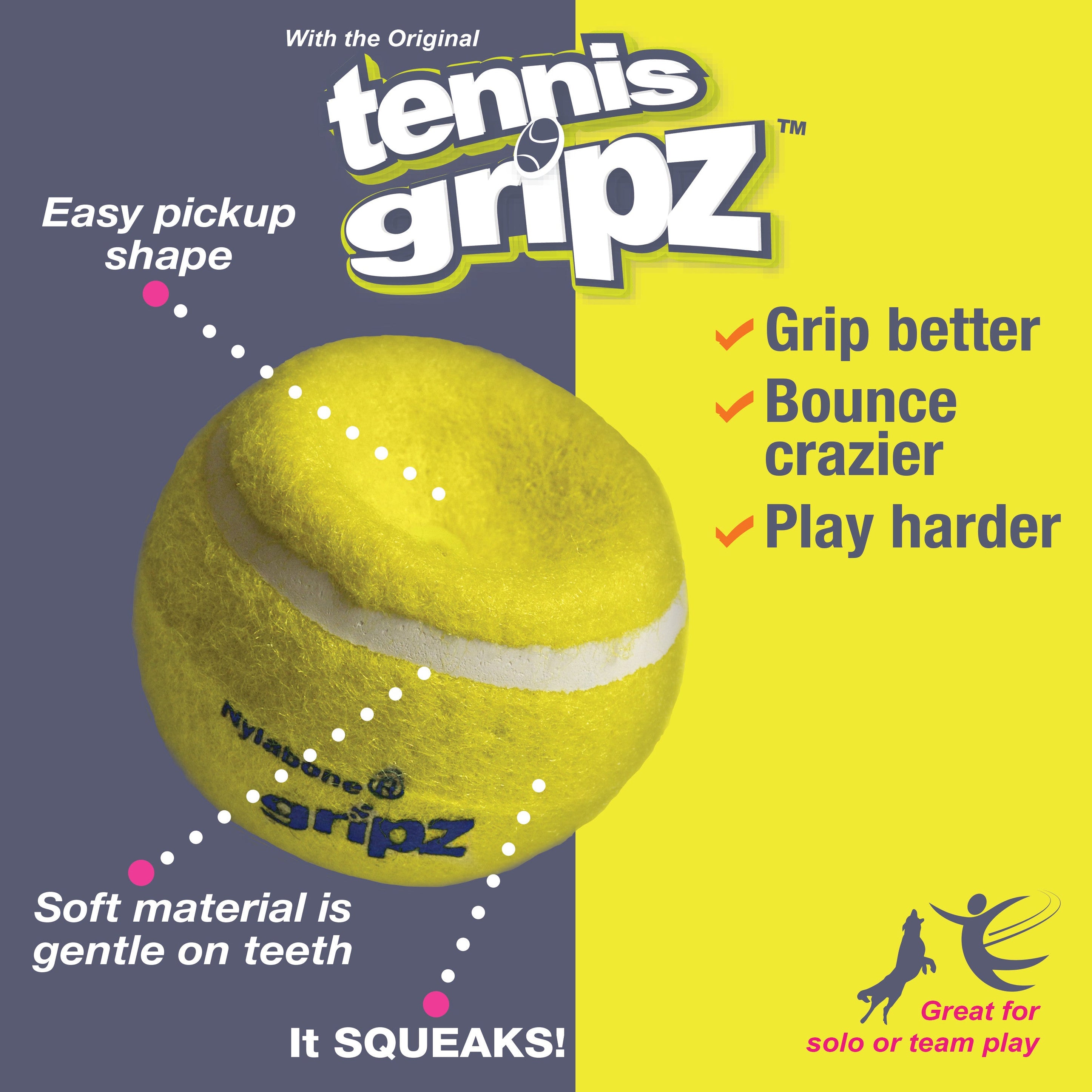 Nylabone Power Play Tennis Gripz Tennis Balls for Dogs 1ea/SMall/Regular Up To 25 Ibs. 1 ct