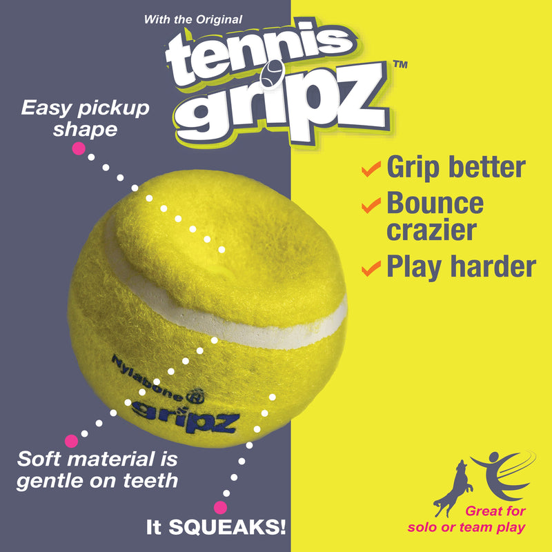 Nylabone Power Play Tennis Gripz Tennis Balls for Dogs 1ea/SMall/Regular Up To 25 Ibs. 1 ct