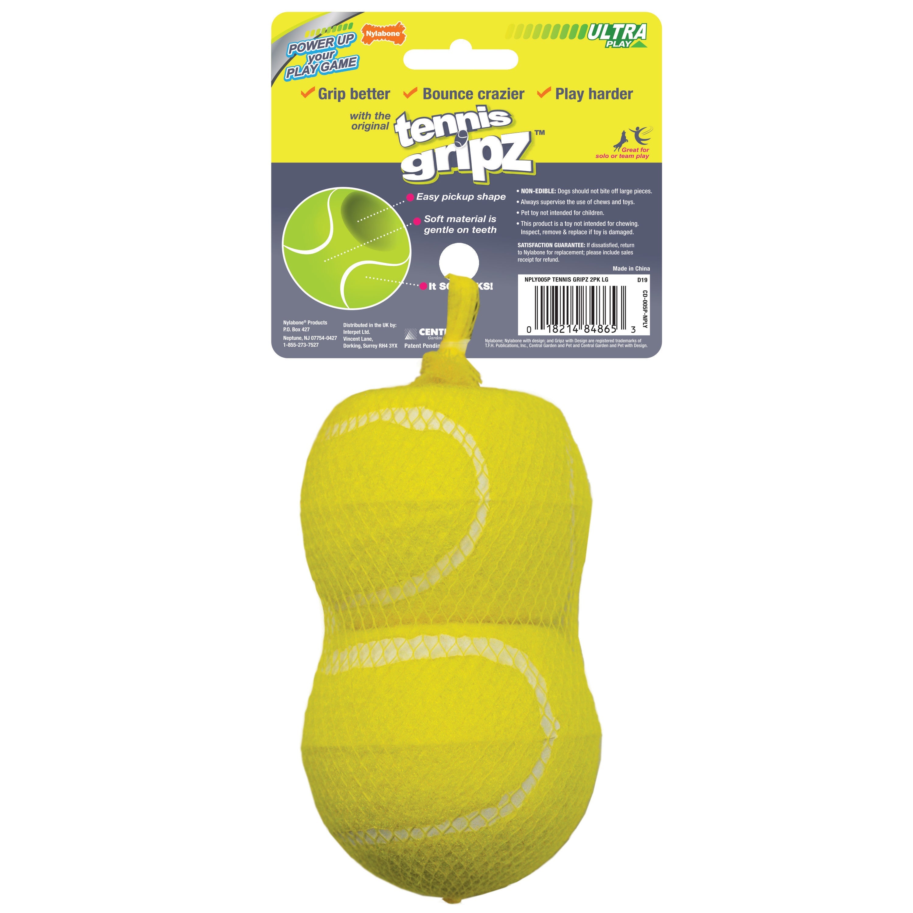 Nylabone Power Play Dog Tennis Ball Gripz 1ea/Large/Giant - Up To 50 lb