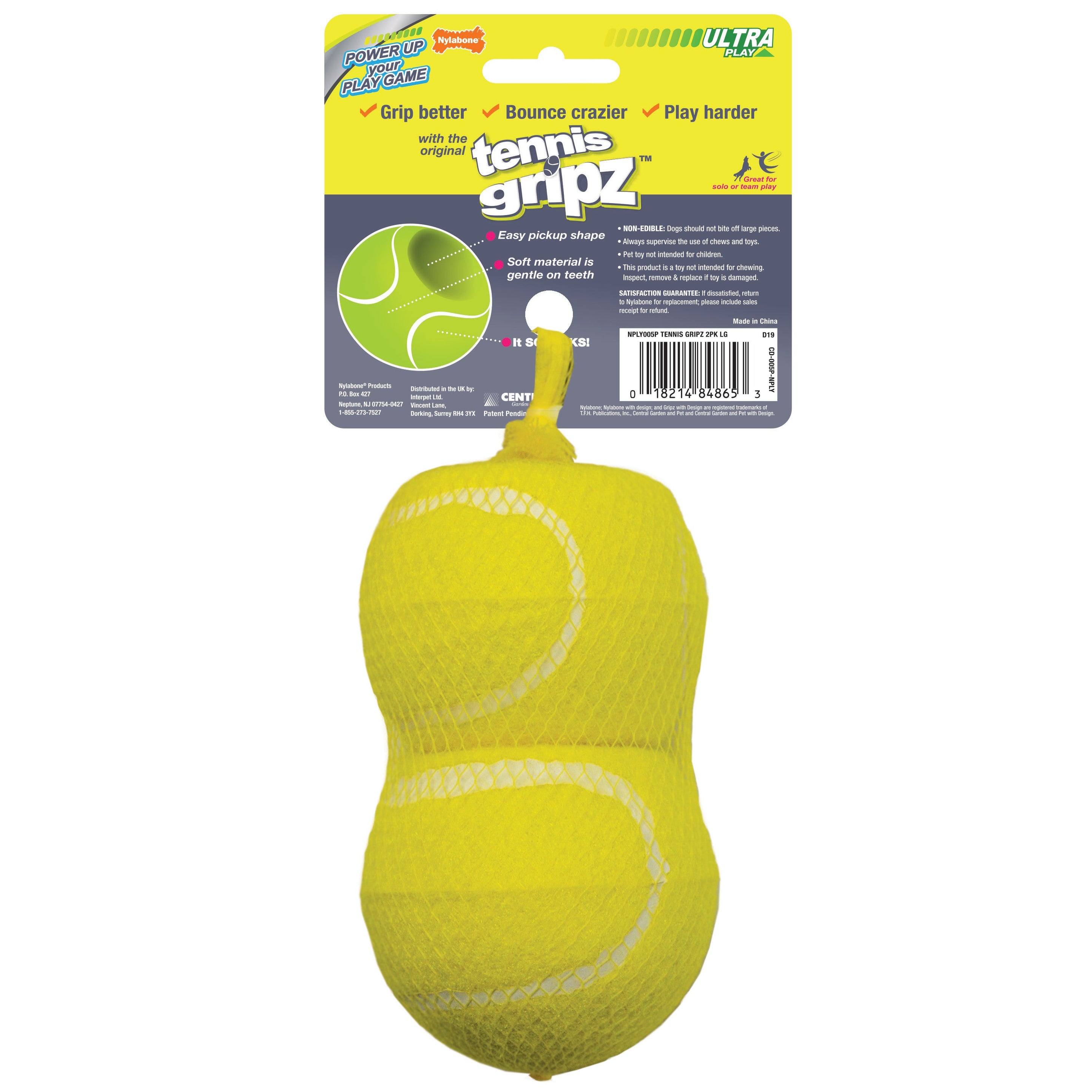 Nylabone Power Play Dog Tennis Ball Gripz 1ea/Large/Giant - Up To 50 lb