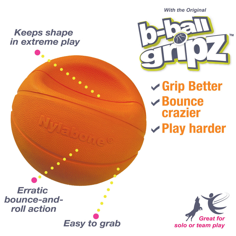 Nylabone Power Play Dog Basketball BBall Gripz 1ea/Medium/Wolf Up To 35 Lbs. 4.5 in 1 ct