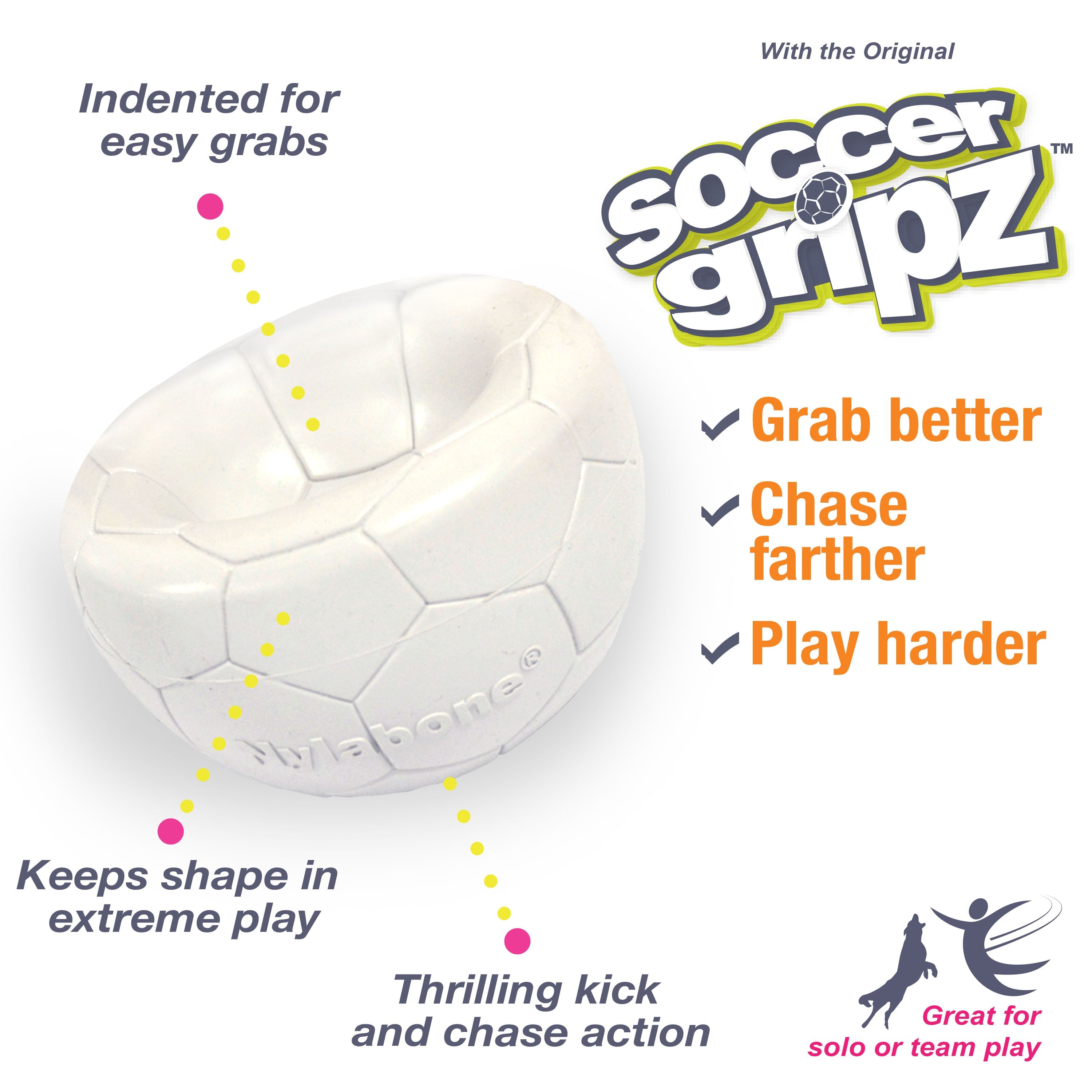 Nylabone Power Play Gripz Dog Soccer Ball Toy 1ea/Medium/Wolf Up To 35 Lbs. 1 ct