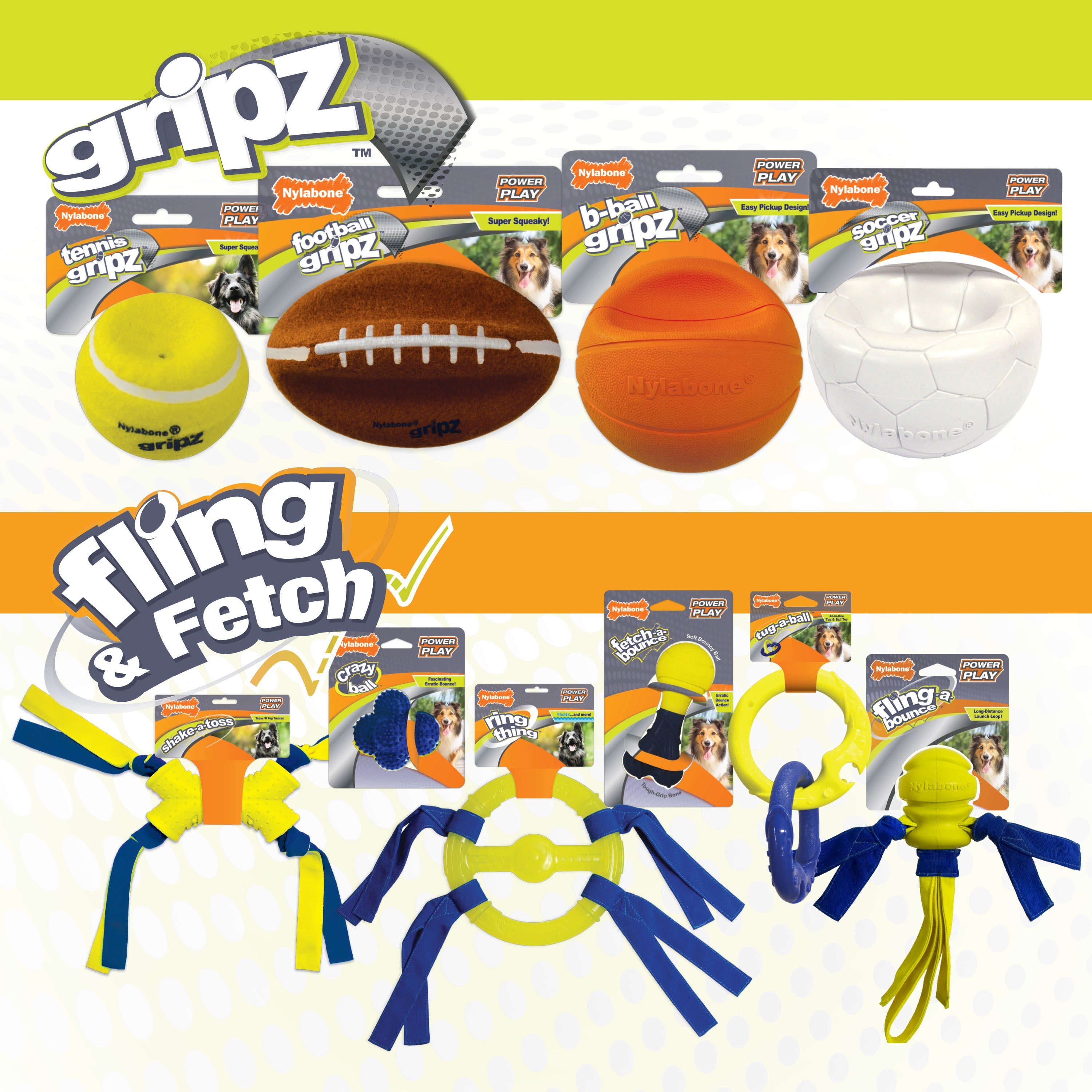 Nylabone Power Play Gripz Dog Soccer Ball Toy 1ea/Medium/Wolf Up To 35 Lbs. 1 ct