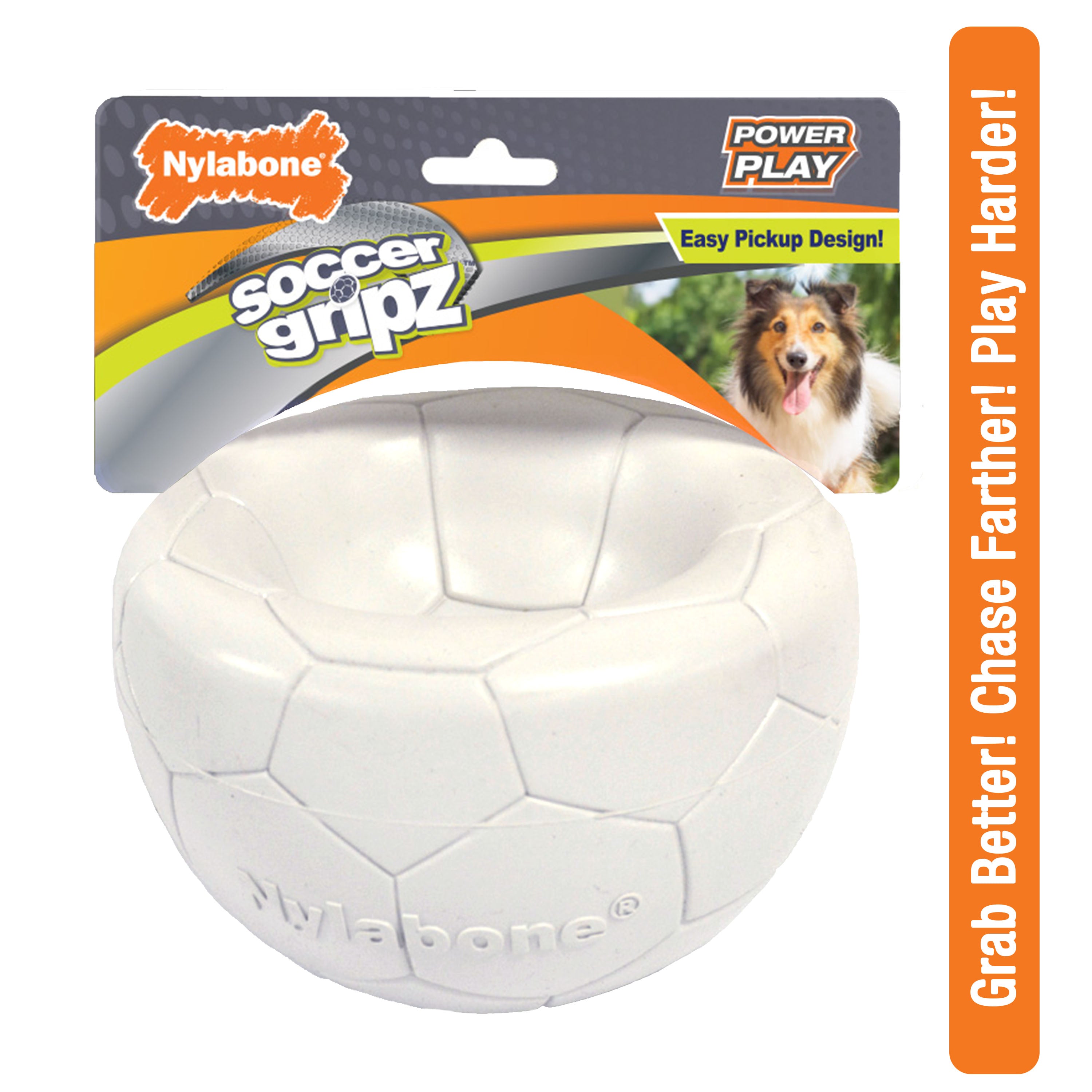 Nylabone Power Play Gripz Dog Soccer Ball Toy 1ea/Medium/Wolf Up To 35 Lbs. 1 ct