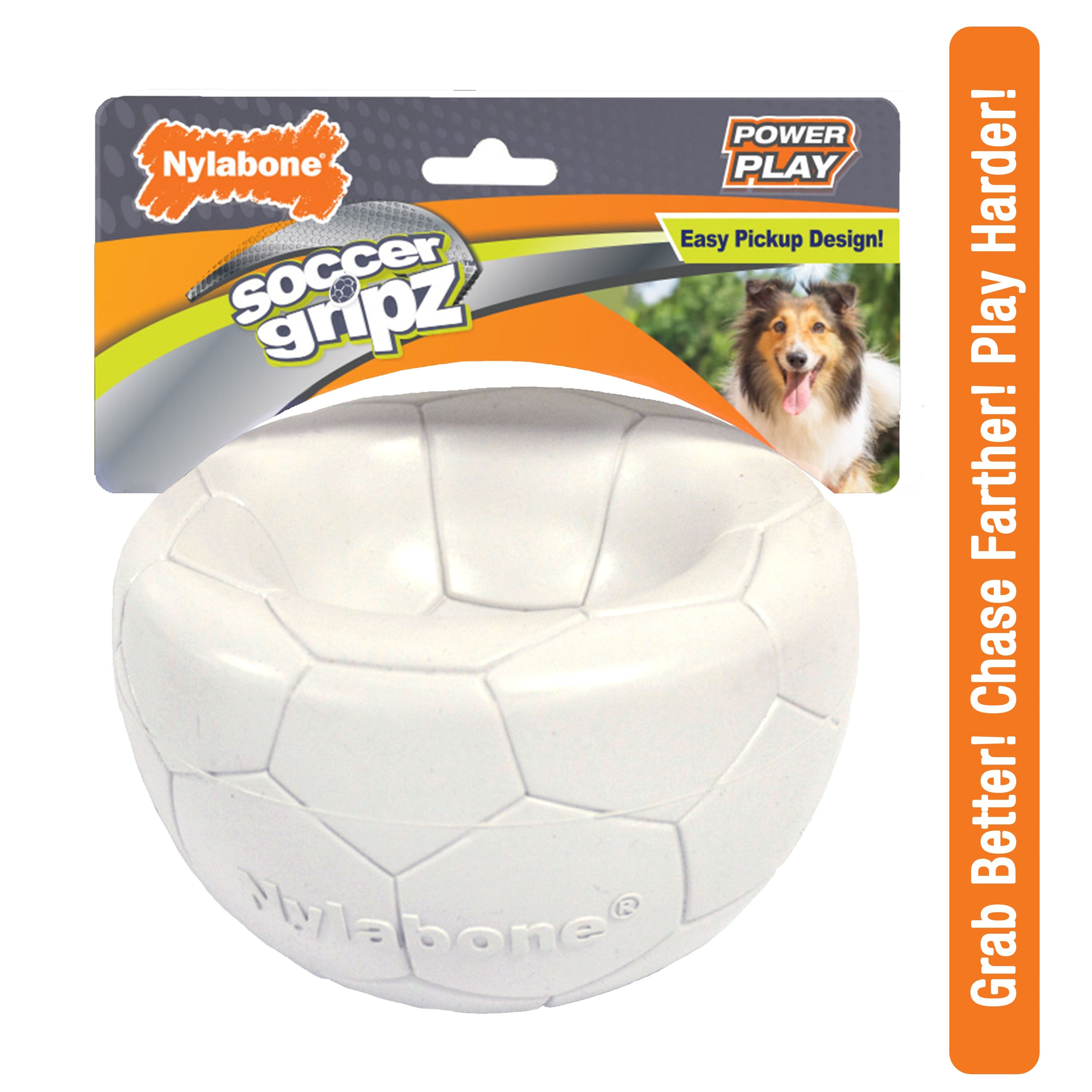 Nylabone Power Play Gripz Dog Soccer Ball Toy 1ea/Medium/Wolf Up To 35 Lbs. 1 ct