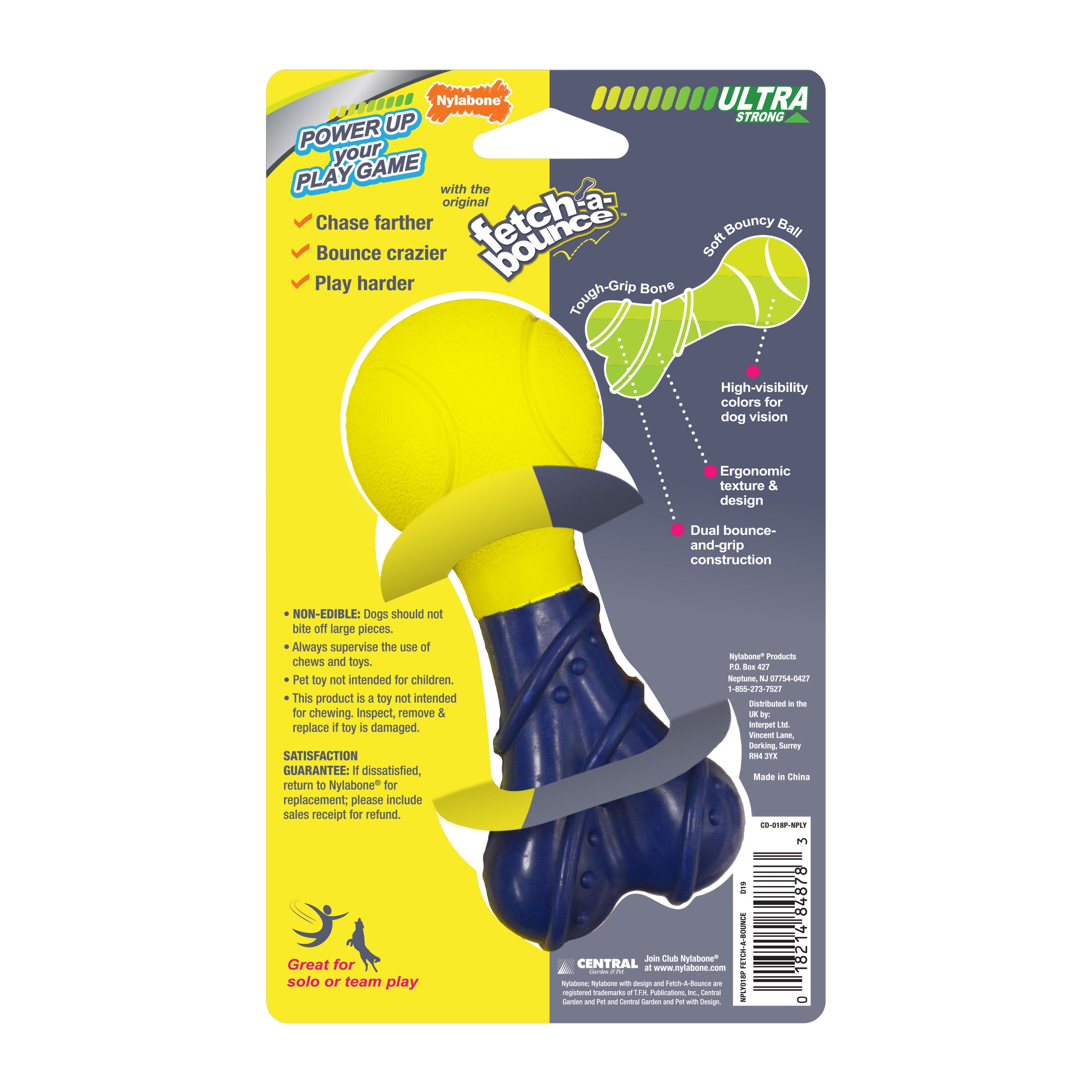 Nylabone Power Play Rubber Dog Toy FetchaBounce 1ea/SMall/Regular Up To 25 Ibs. 1 ct