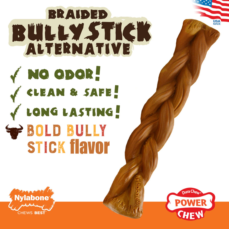 Nylabone Power Chew Braided Bully Stick Alternative Chew Toy Beef, 1ea/Large/Giant Up To 50 Lbs. 1 ct