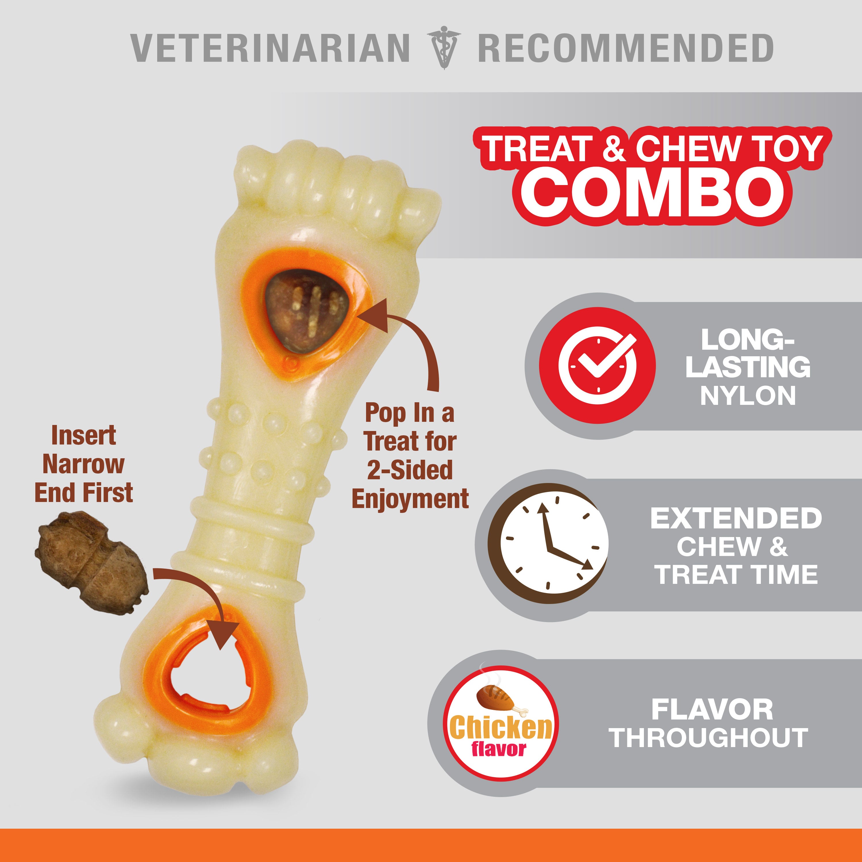 Nylabone Power Chew Souper Bone PopIn Treat Toy Combo Chicken, 1ea/Medium/Wolf Up To 35 Lbs. 1 ct