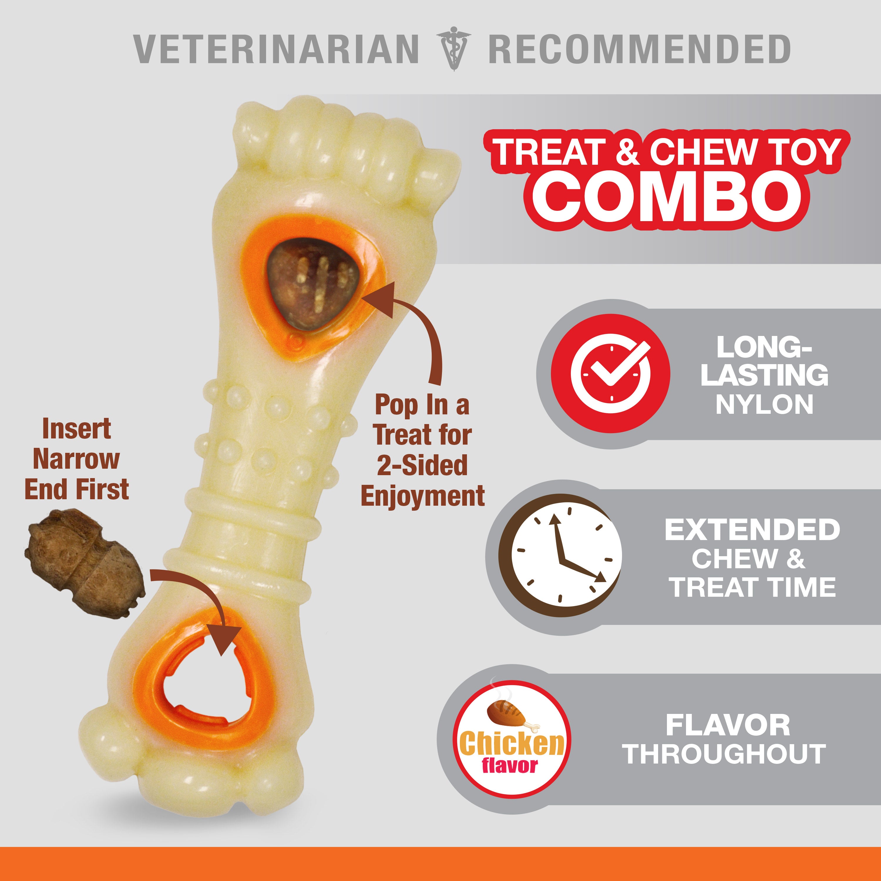 Nylabone Power Chew Souper Bone PopIn Treat Toy Combo Chicken, 1ea/Large/Giant Up To 50 Lbs. 1 ct