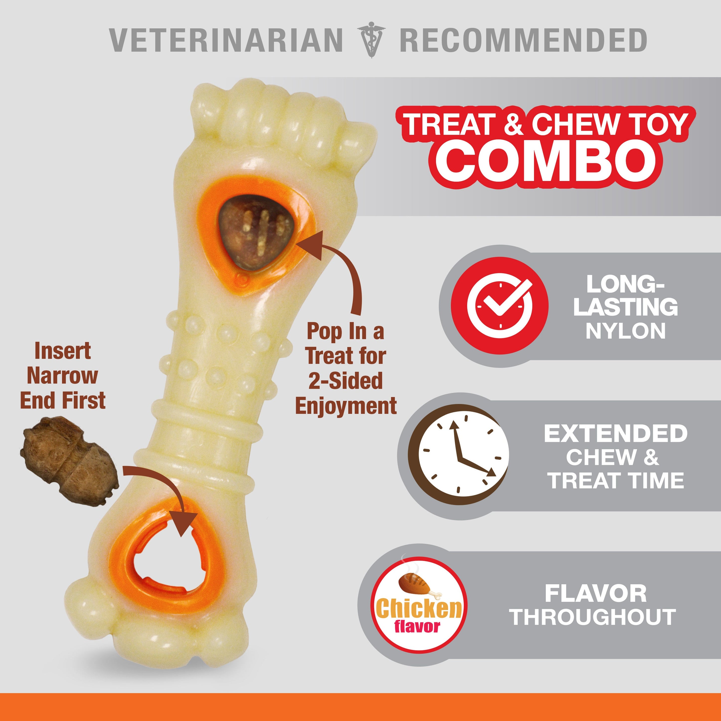 Nylabone Power Chew Souper Bone PopIn Treat Toy Combo Chicken, 1ea/Large/Giant Up To 50 Lbs. 1 ct