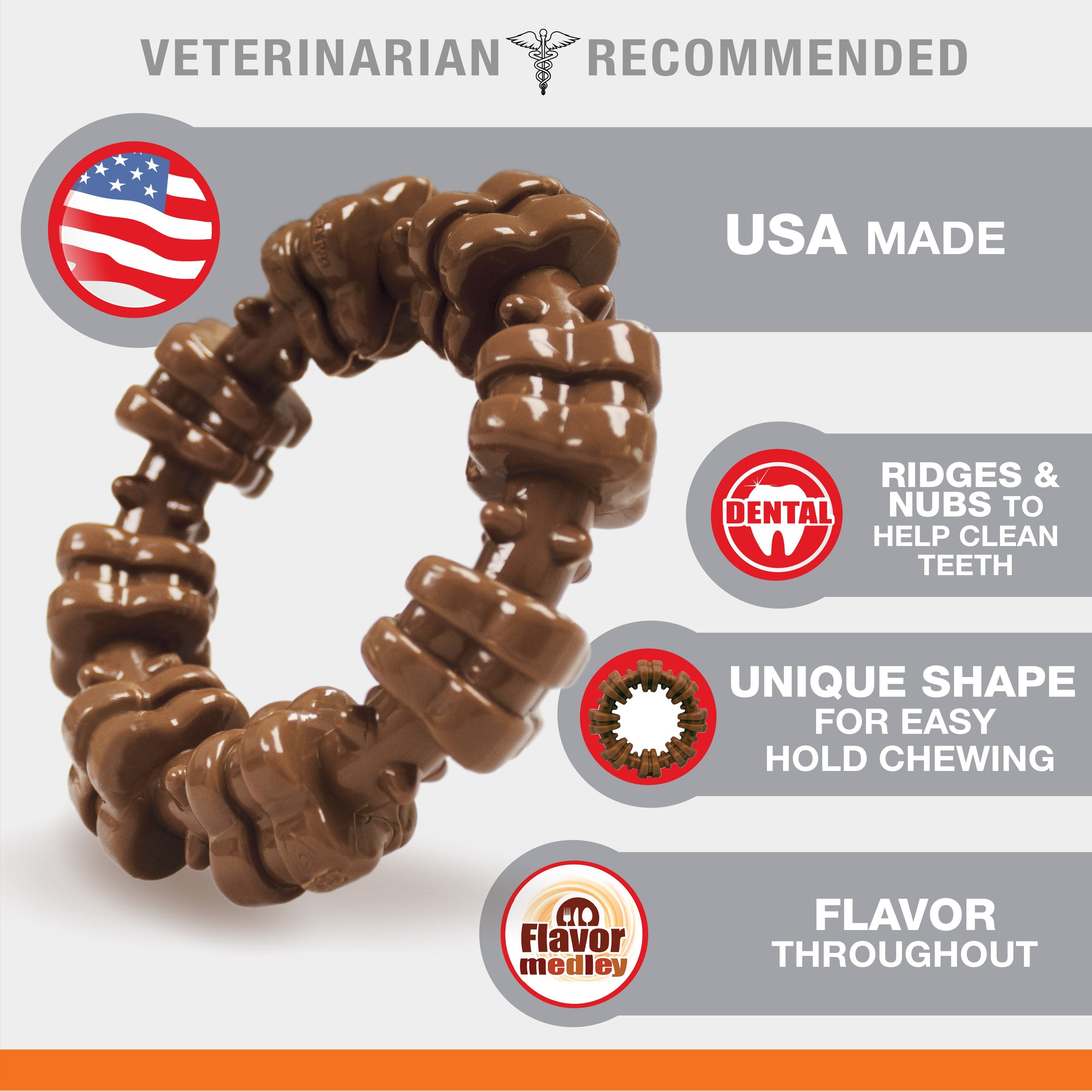 Nylabone Power Chew Textured Dog Ring Toy Flavor Medley, 1ea/SMall/Regular Up To 25 Ibs. 1 ct