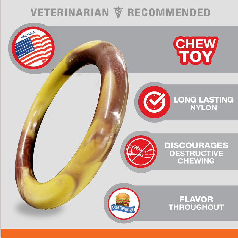 Nylabone Power Chew Flavor Frenzy Ring Dog Chew Toy Bacon Cheeseburger, 1ea/Large/Giant Up To 50 Lbs. 1 ct