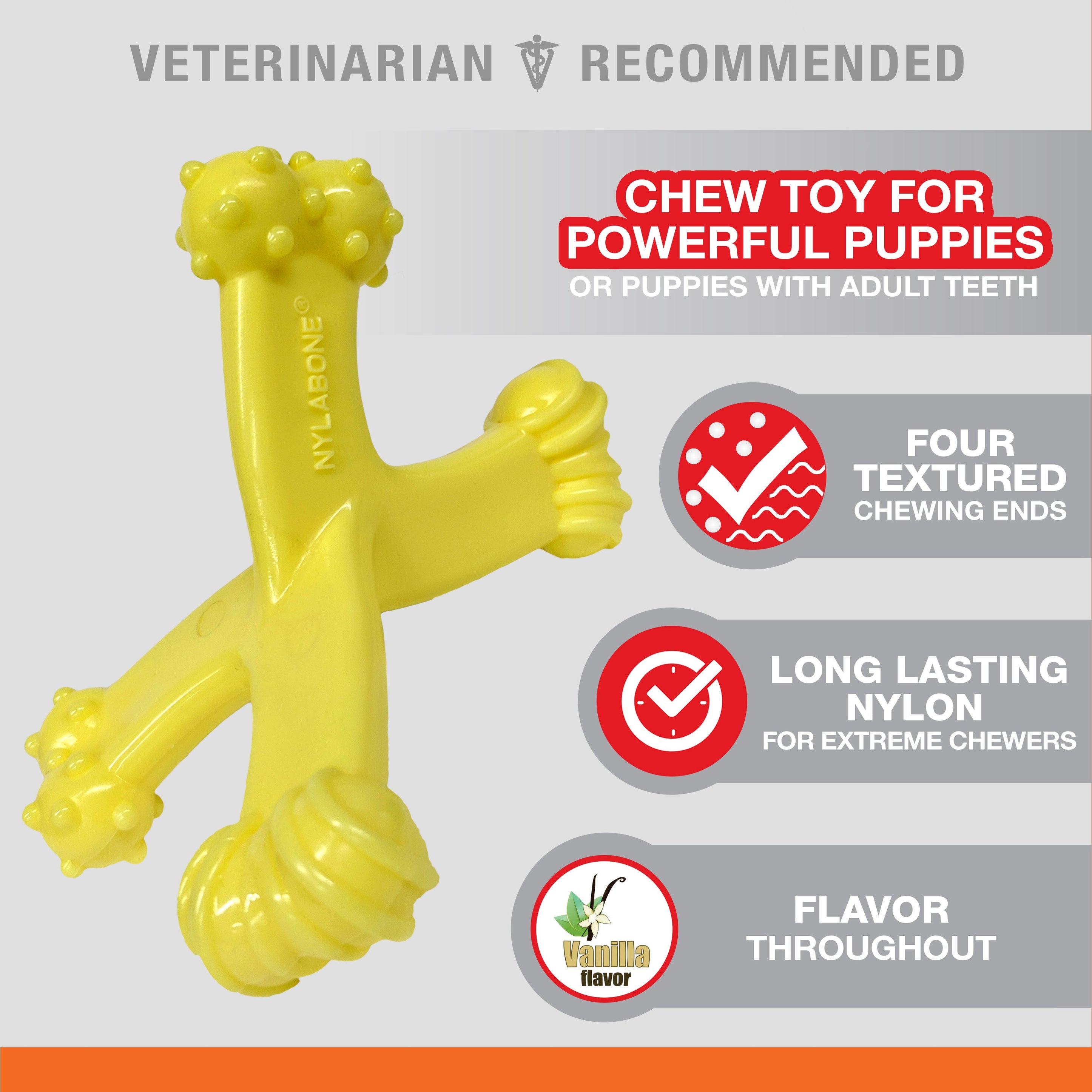 Nylabone Puppy Power Chew Axis Bone Nylon Chew Toy Vanilla, 1ea/SMall/Regular Up To 25 Ibs. 1 ct