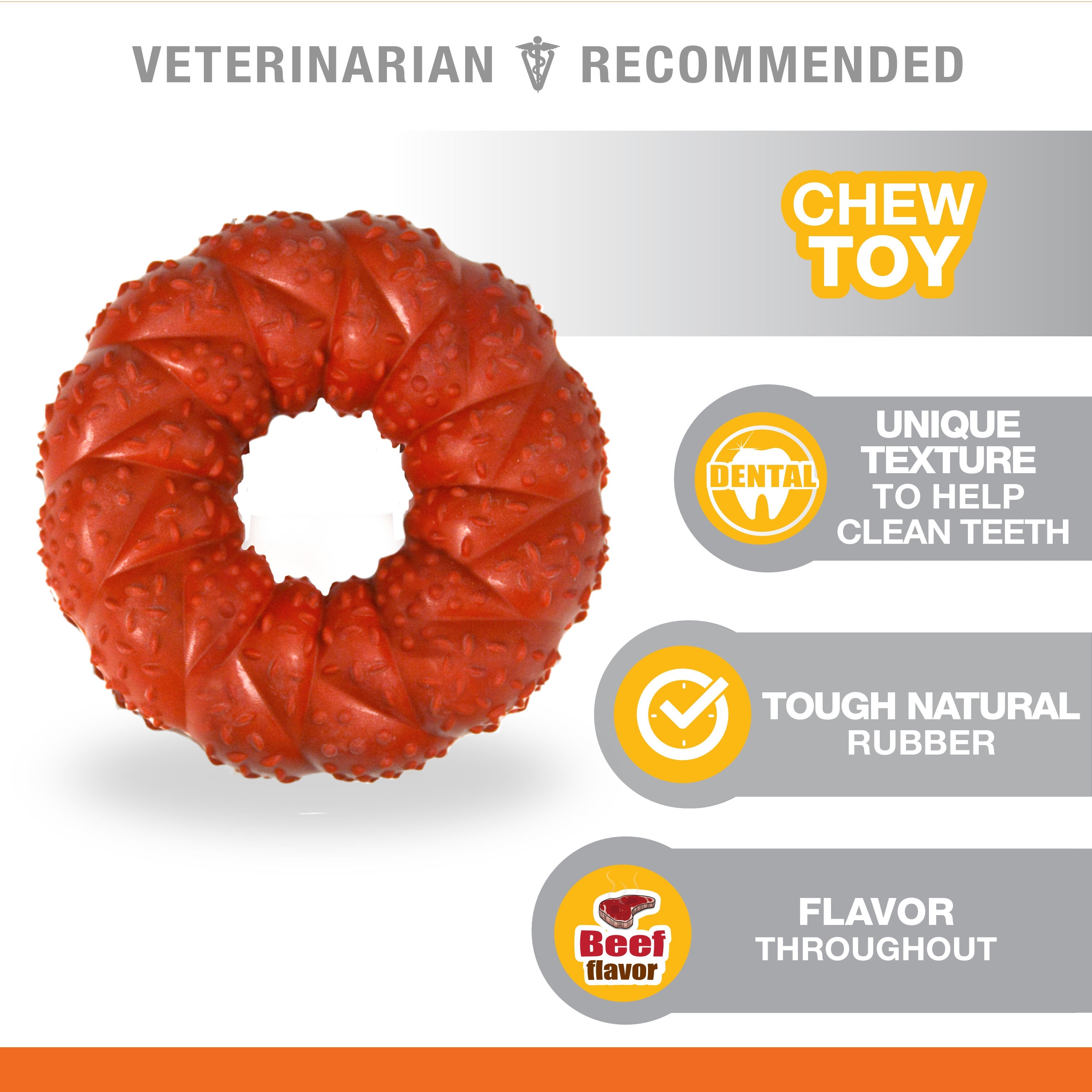 Nylabone Strong Chew Braided Dog Ring Chew Toy Beef, 1ea/Medium/Wolf Up To 35 Lbs. 1 ct
