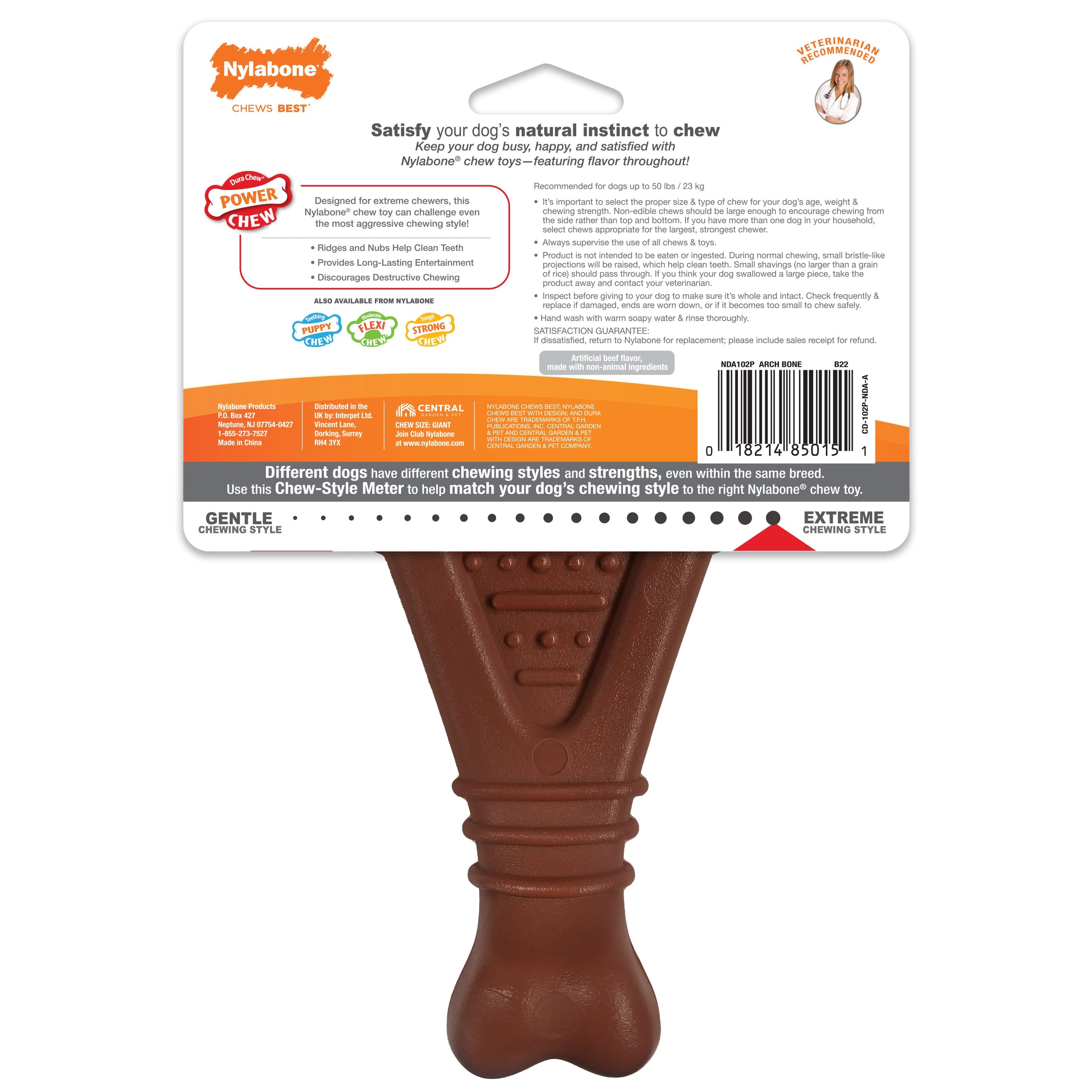 Nylabone Power Chew Arch Bone Dog Dental Chew Toy 1ea/Large/Giant Up To 50 Lbs. 1 ct