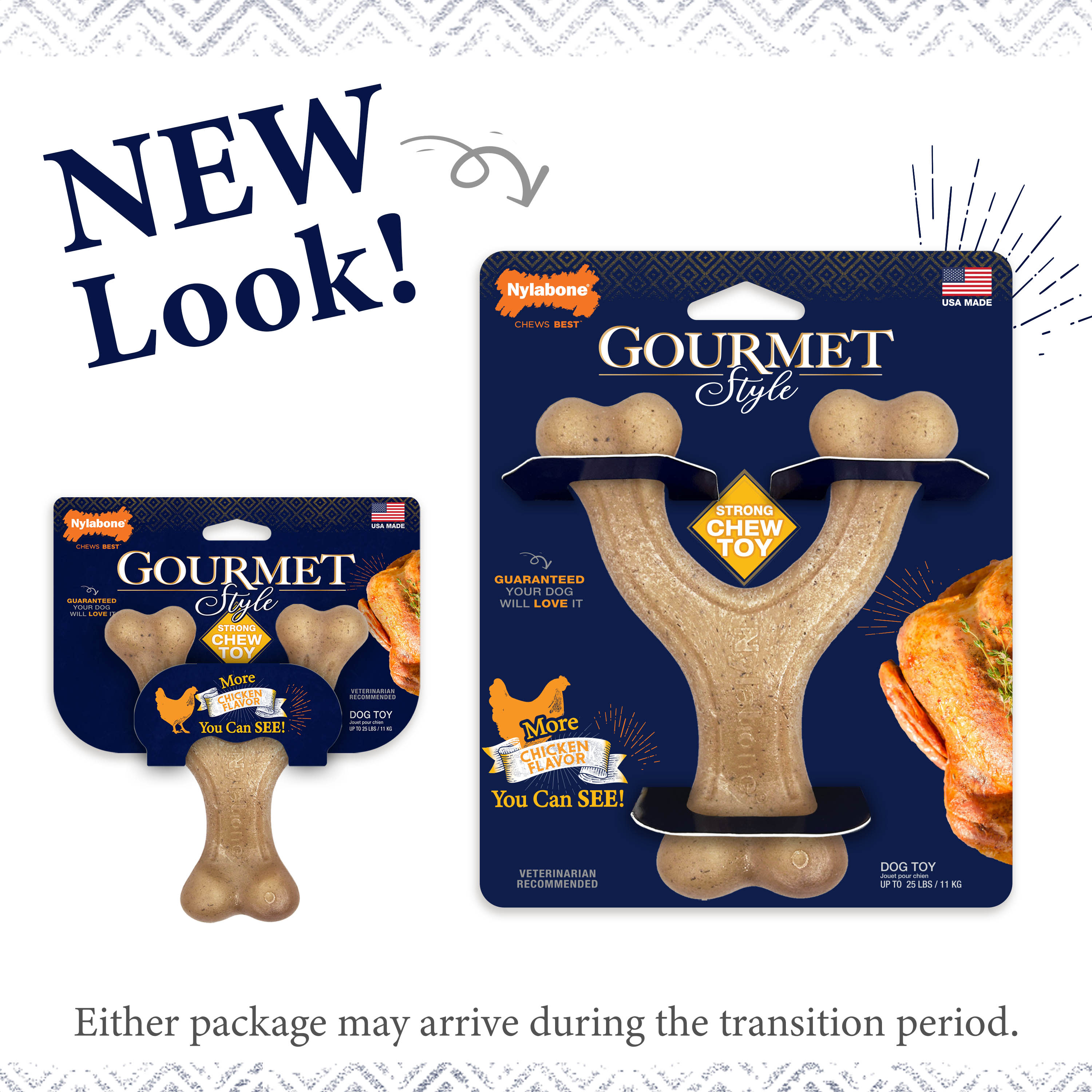 Nylabone Gourmet Style Strong Chew Wishbone Dog Chew Toy Chicken, 1ea/SMall/Regular Up To 25 Ibs. 1 ct