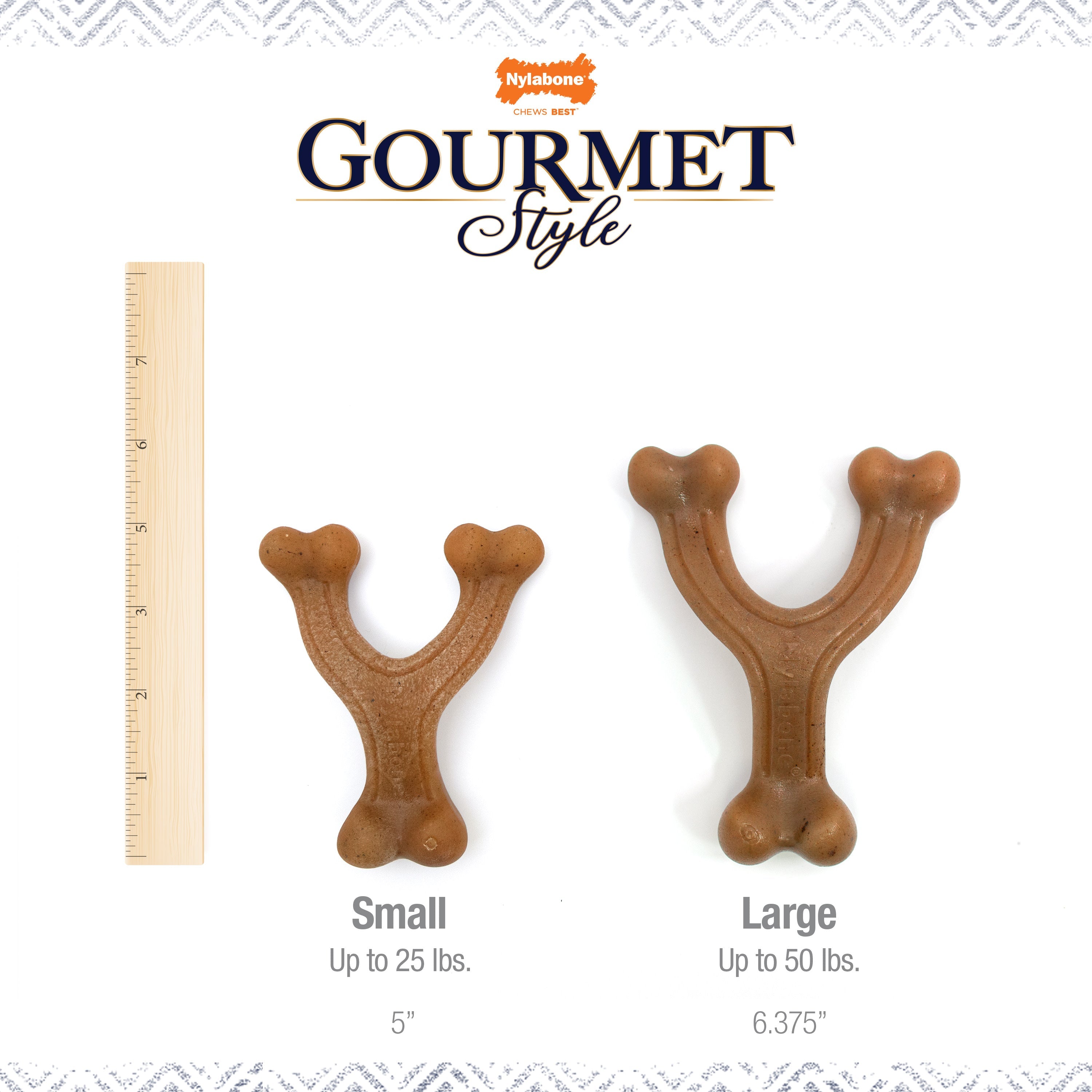 Nylabone Gourmet Style Strong Chew Wishbone Dog Chew Toy Bacon, 1ea/Large/Giant Up To 50 Lbs. 1 ct