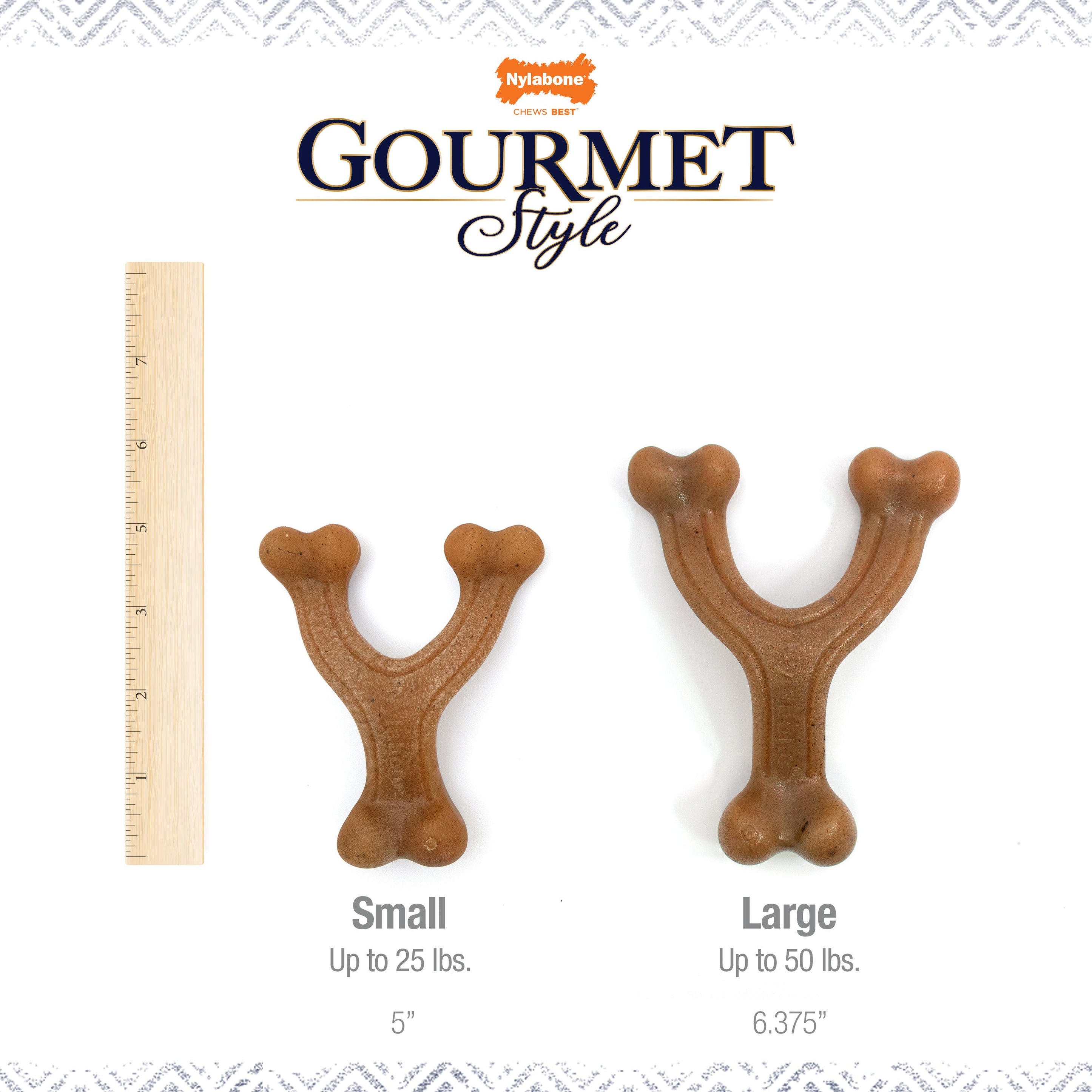 Nylabone Gourmet Style Strong Chew Wishbone Dog Chew Toy Bacon, 1ea/Large/Giant Up To 50 Lbs. 1 ct