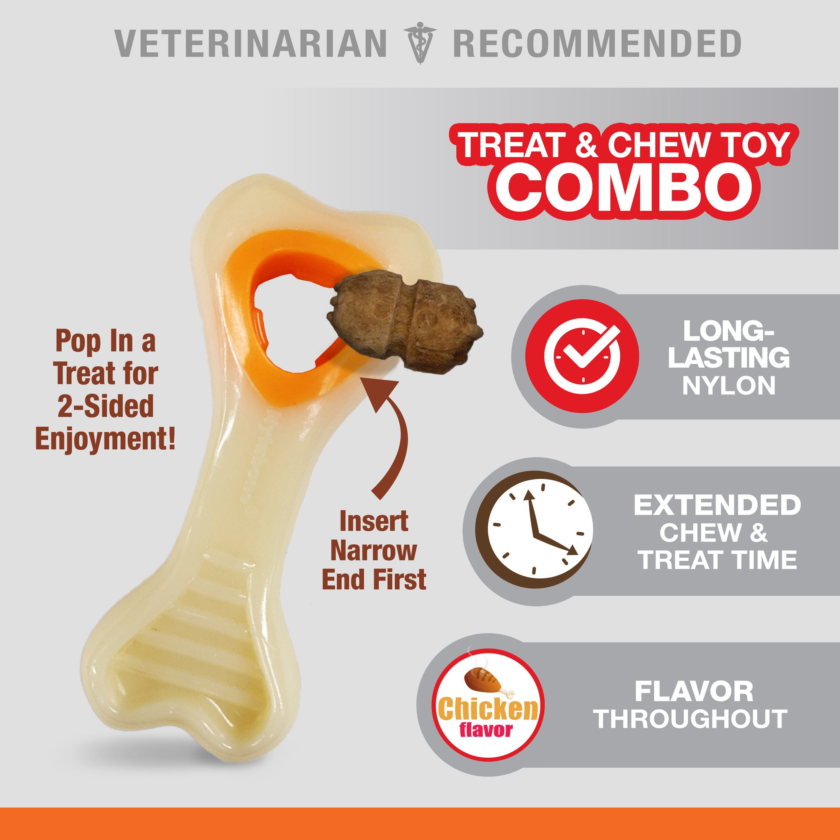 Nylabone Power Chew Souper Bone PopIn Treat Toy Combo Chicken, 1ea/XS/Petite Up To 15 Lbs. 1 ct
