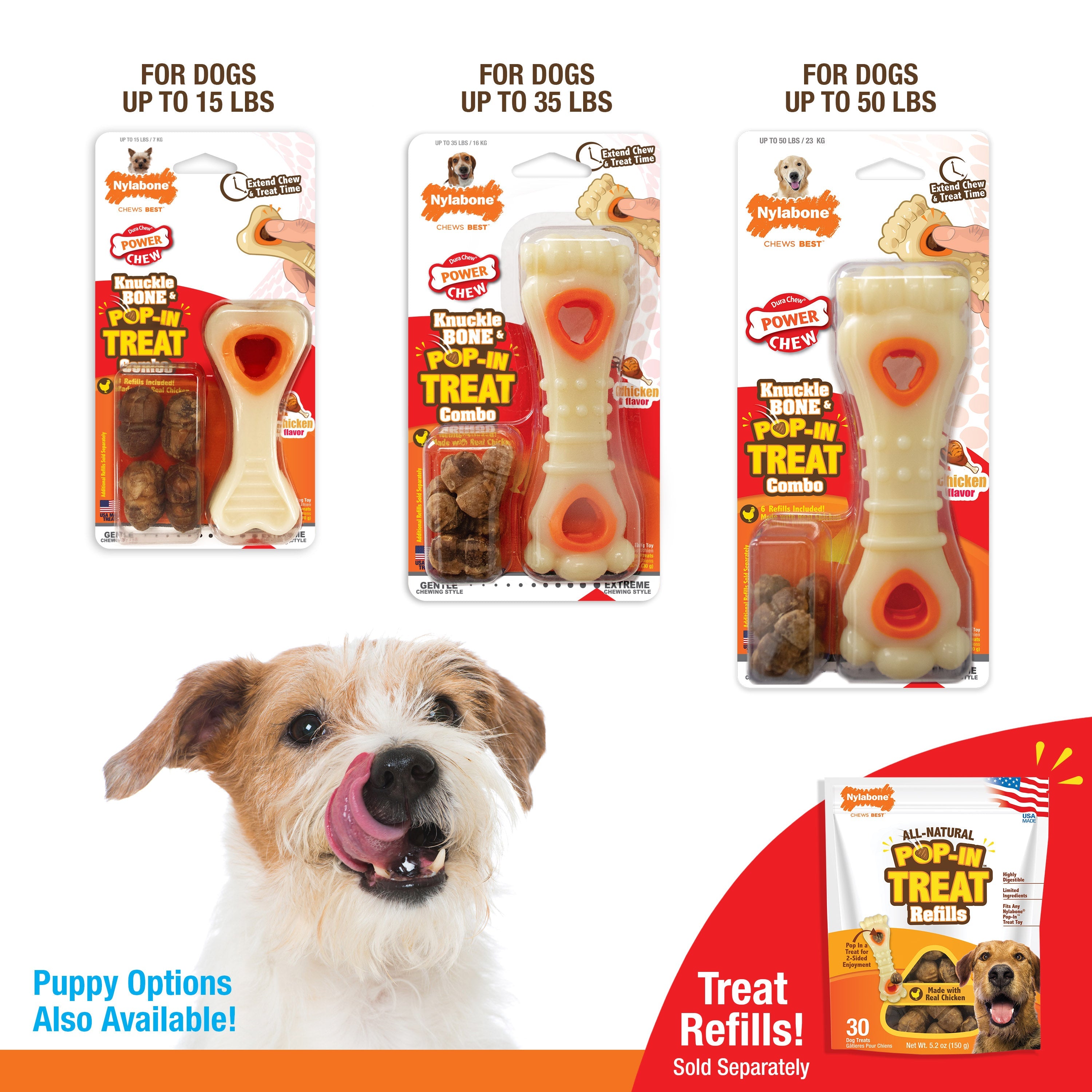Nylabone Power Chew Souper Bone PopIn Treat Toy Combo Chicken, 1ea/XS/Petite Up To 15 Lbs. 1 ct