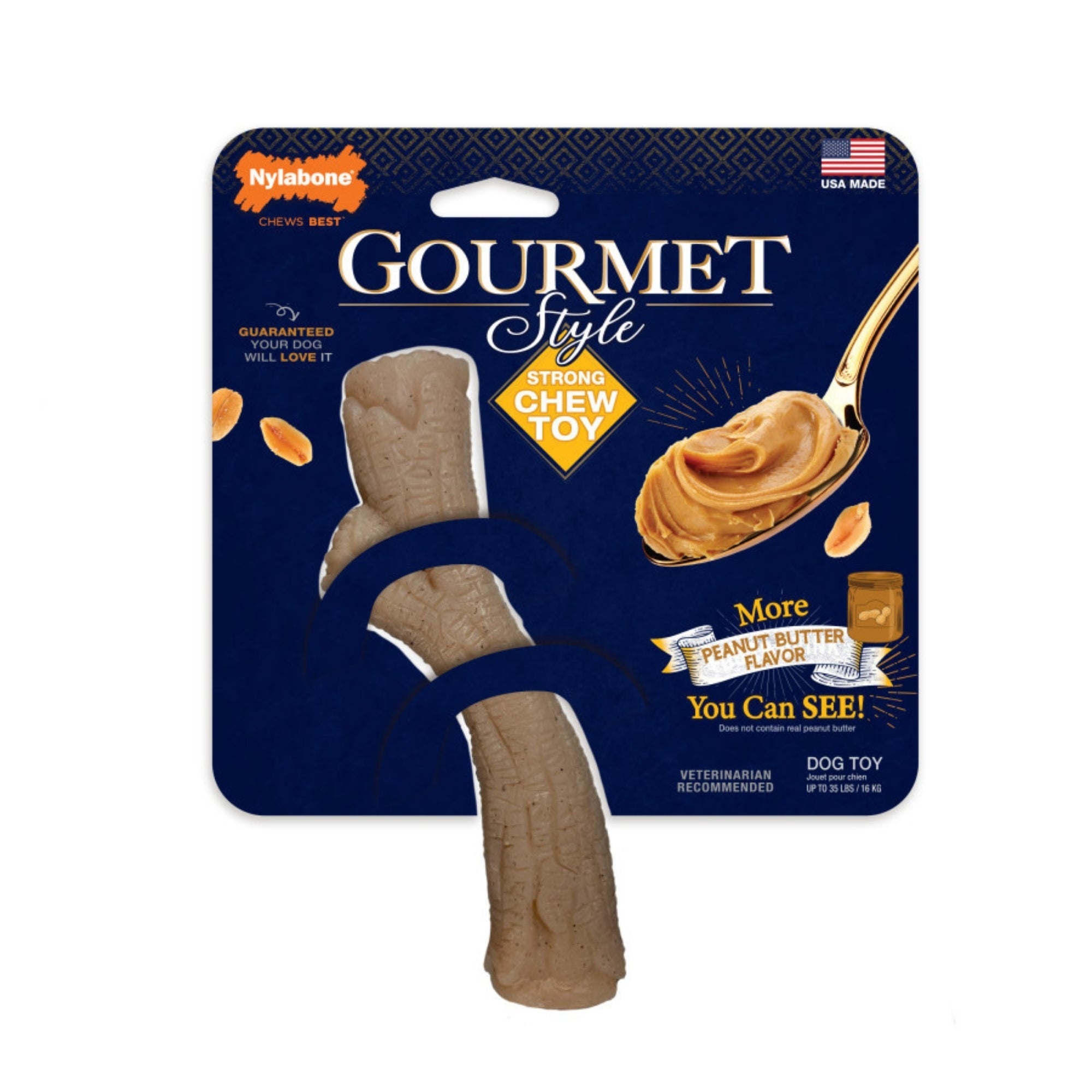 Nylabone Gourmet Style Strong Chew Toy Stick, Peanut Butter, 1ea/Medium/Wolf Up To 35 Lbs. 1 ct