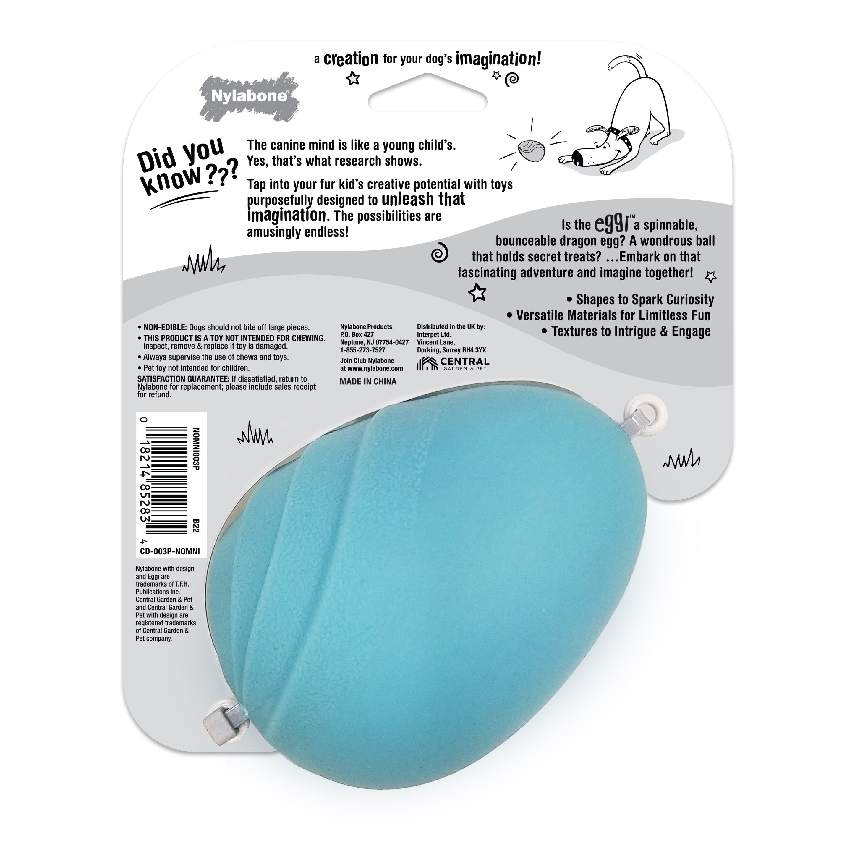Nylabone Creative Play Eggi Dog Treat Toy Blue, 1ea/Large/Giant Up To 50 Lbs. 1 ct