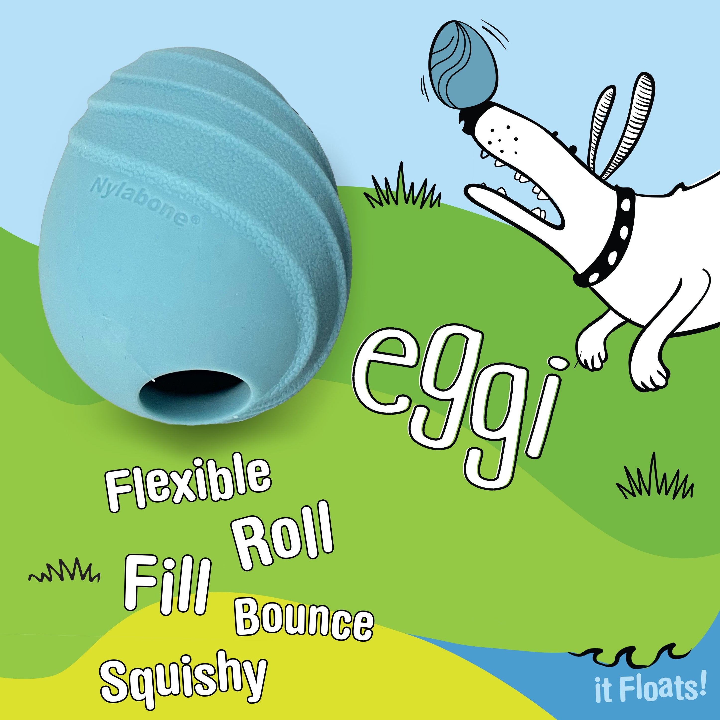 Nylabone Creative Play Eggi Dog Treat Toy Blue, 1ea/Large/Giant Up To 50 Lbs. 1 ct