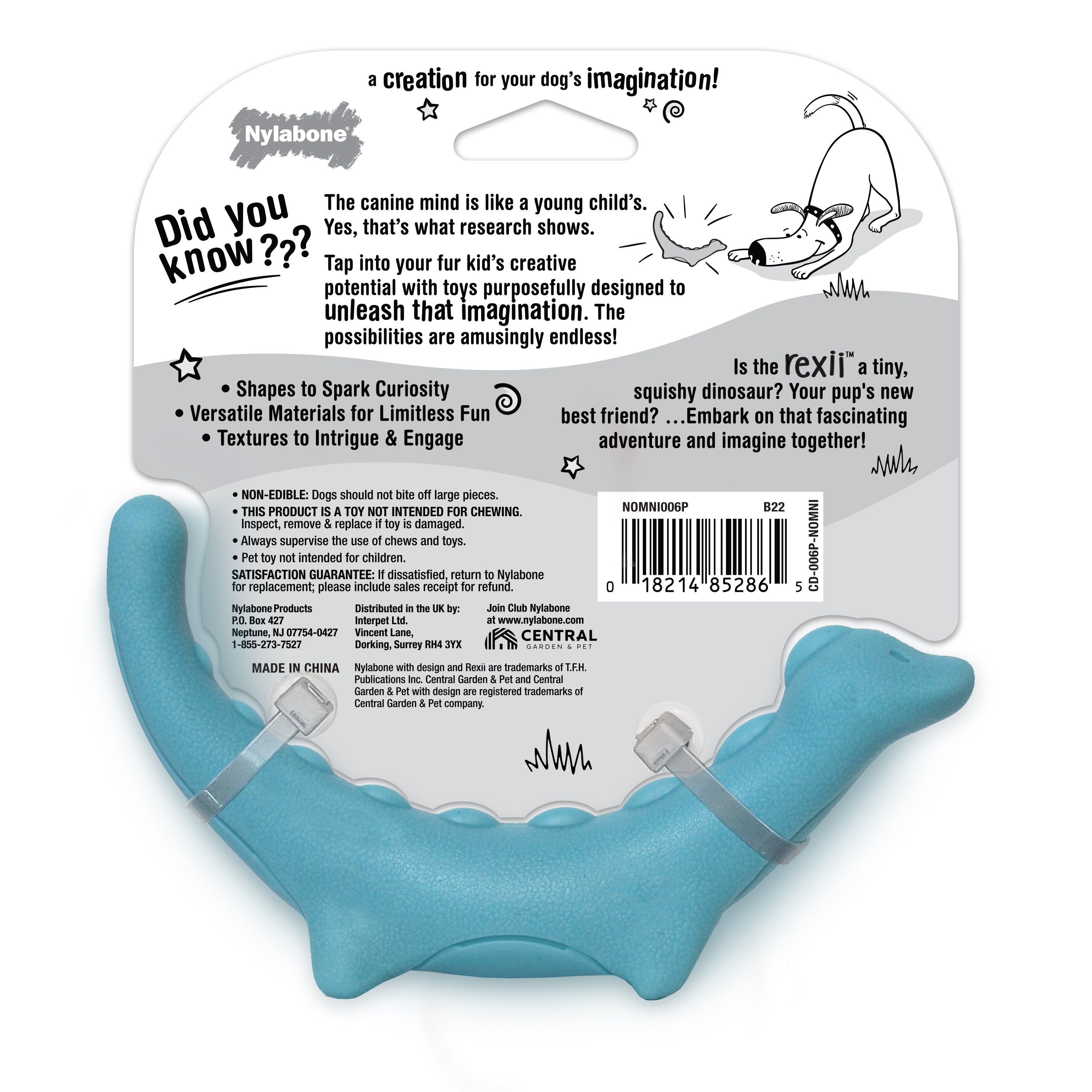 Nylabone Creative Play Rexii Interactive Dog Toy Blue, 1ea/SMall/Regular Up To 25 Ibs. 1 ct