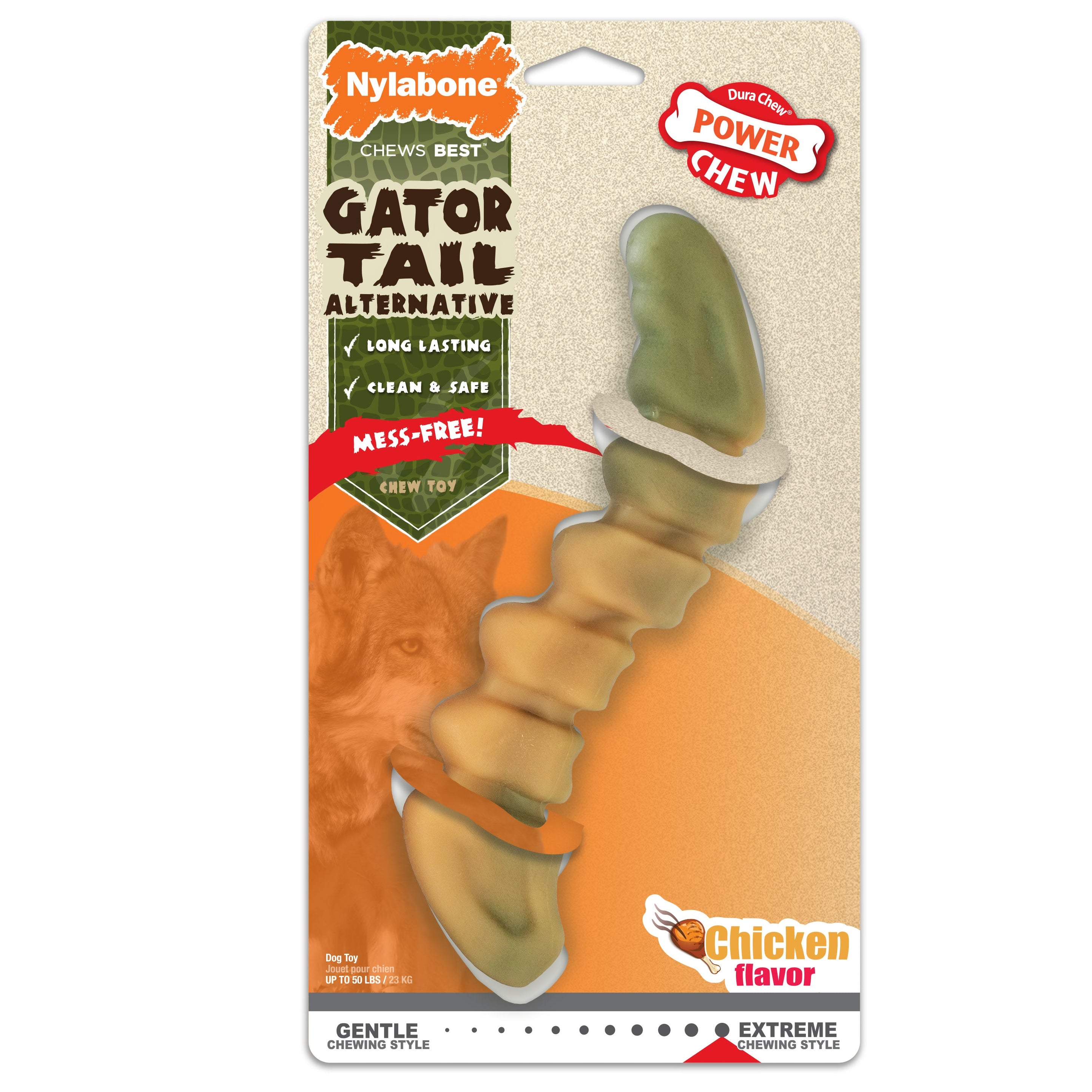 Nylabone Power Chew Gator Tail Alternative Chew Toy Chicken, 1ea/Large/Giant Up To 50 Lbs. 1 ct